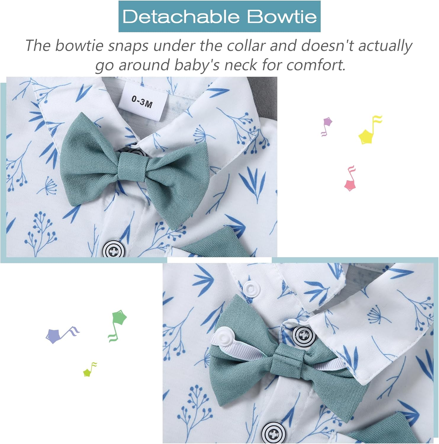 WESIDOM Baby Boy Clothes Suit 0-24M Infant Gentleman Wedding Outfit, Shirt+Bowtie+Beret+Suspender Pants Clothing Set - Image 3