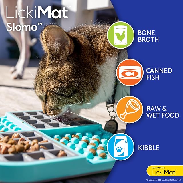 Foto 5 de 6 de LickiMat Slomo - Tapete para lamer el alimentador lento para gatos, reductor de ansiedad por aburrimiento…