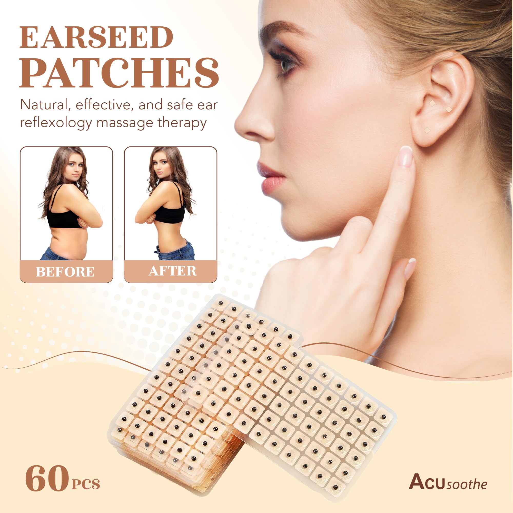 Graines d'oreille - Pansements jetables d'acupuncture Vaccaria Earseed Nude pour utilisation instantanée (600)
