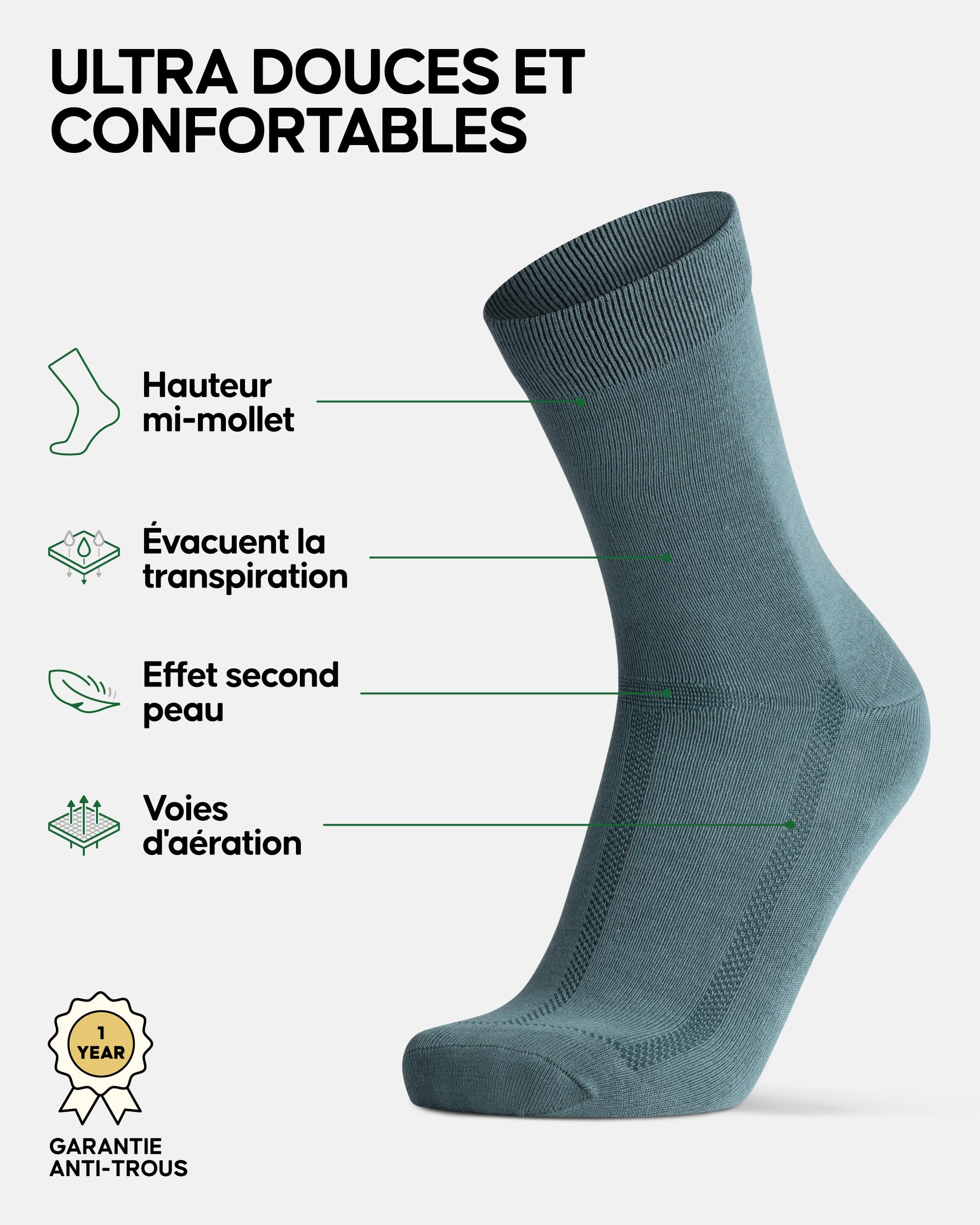 DANISH ENDURANCE Chaussettes en Fibre de Bambou, Ultra Douces & Respirantes, Homme Femme, 3 Paires