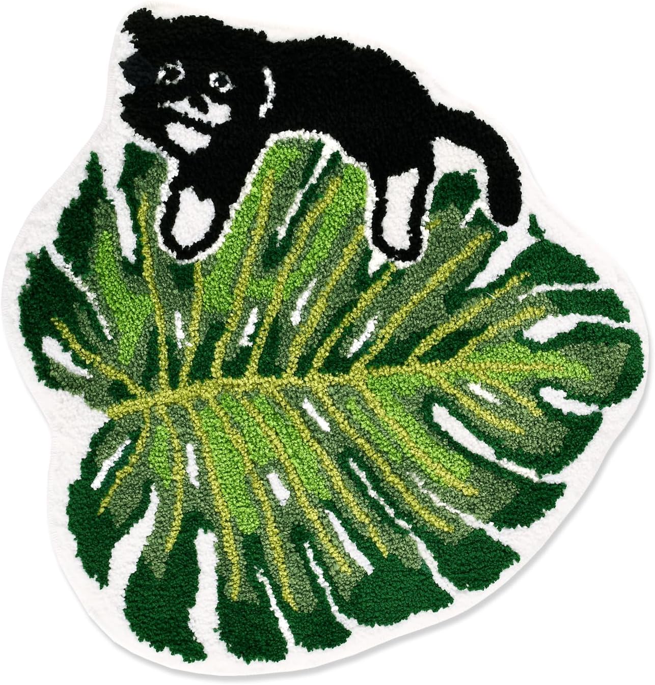 Cute Black Cat, Turtleback Bamboo Bathroom Rug, Soft Plush Tufted Bath Mat, Non-Slip & Machine Washable, Absorbent & Quick Dry Floor Door Mat Home Decor for Shower, Tub and Sink, 23.6"x23.6"