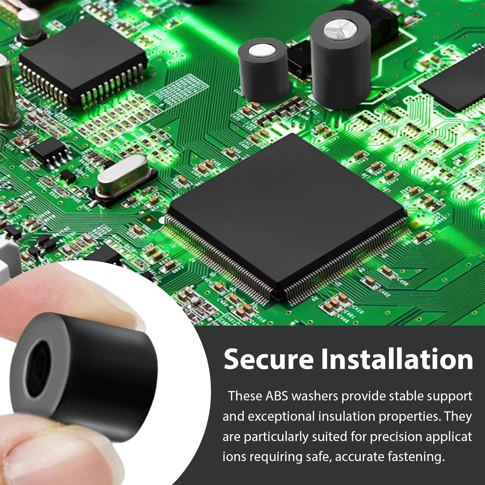 CONNECTION 90 Pezzi M6 M8 Rotondo Distanziatori Kit Assortito di ABS Plastica Distanziatori Rotondi Distanziali Isolanti Rondelle Distanziali in Plastica per Viti Prese Elettriche Macchinari (Nero)