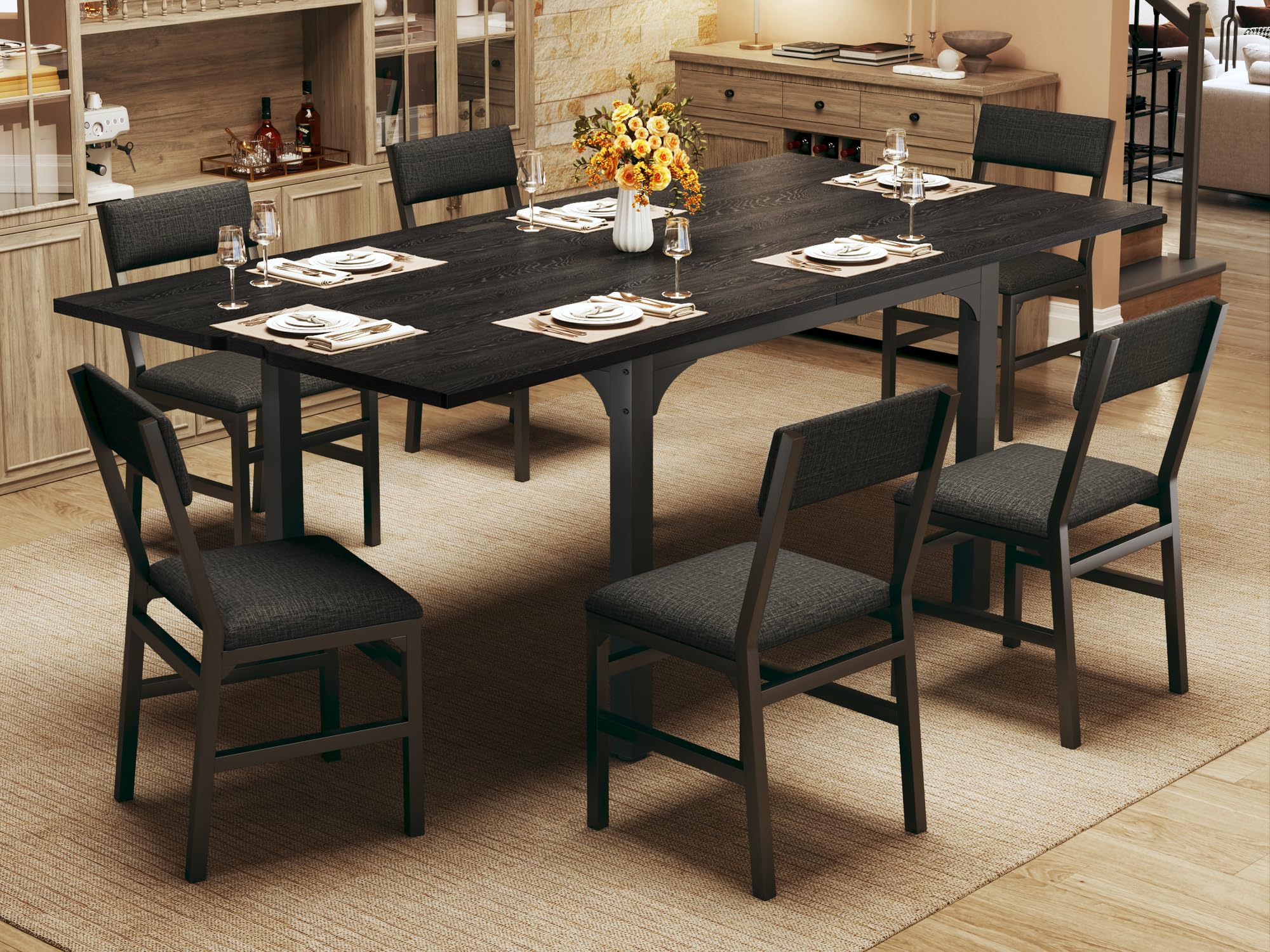Amazon.com - 7-Piece Dining Table Set for 4-6, Extendable Kitchen