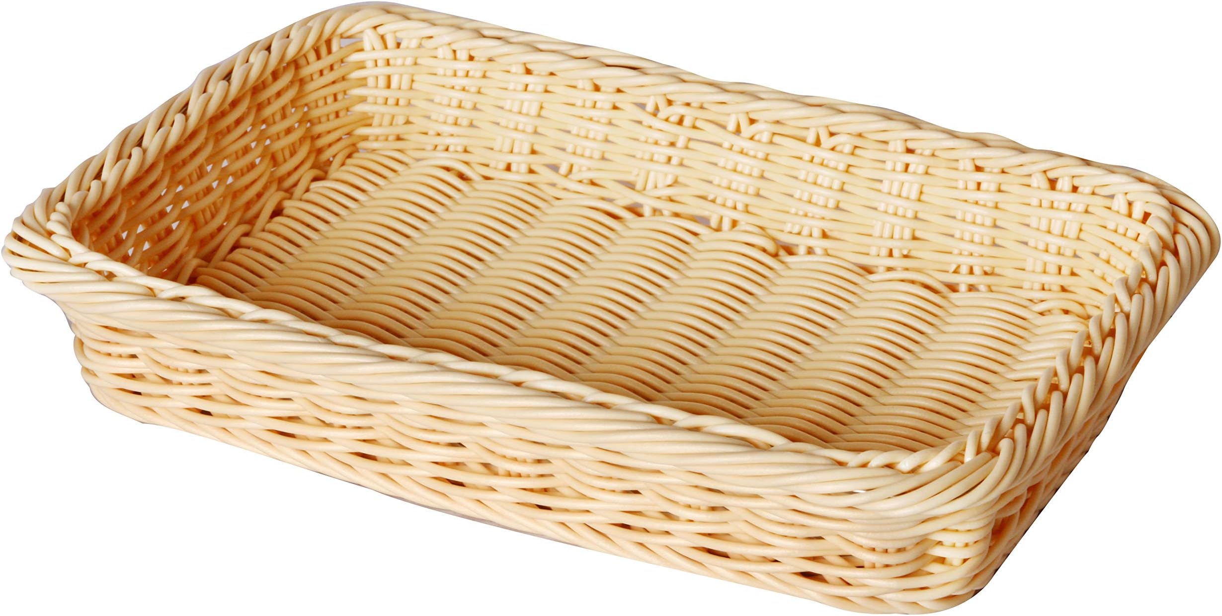 Sunnex Heavy Duty Rectangular Polypropylene Rattan Basket C04027, 30 X 20 X 5 Cm, Beige