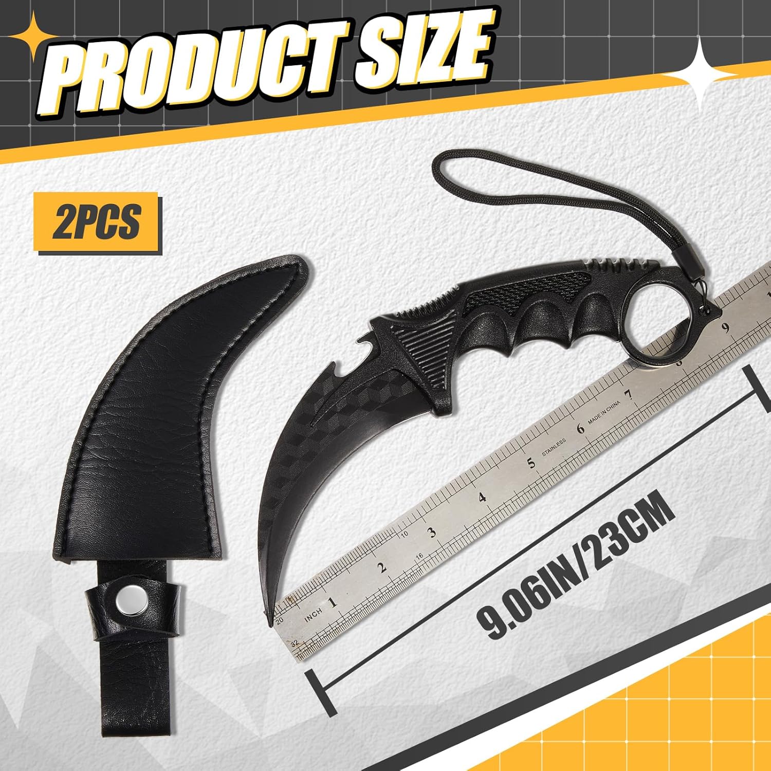 Lasnten 2 Pcs Plastic Karambit Trainer Practice Knives with Sheath for Beginner Fake Airsoft Knife Trainer Tool for Halloween Props Martial Arts Cosplay Sparring Tactical Practice