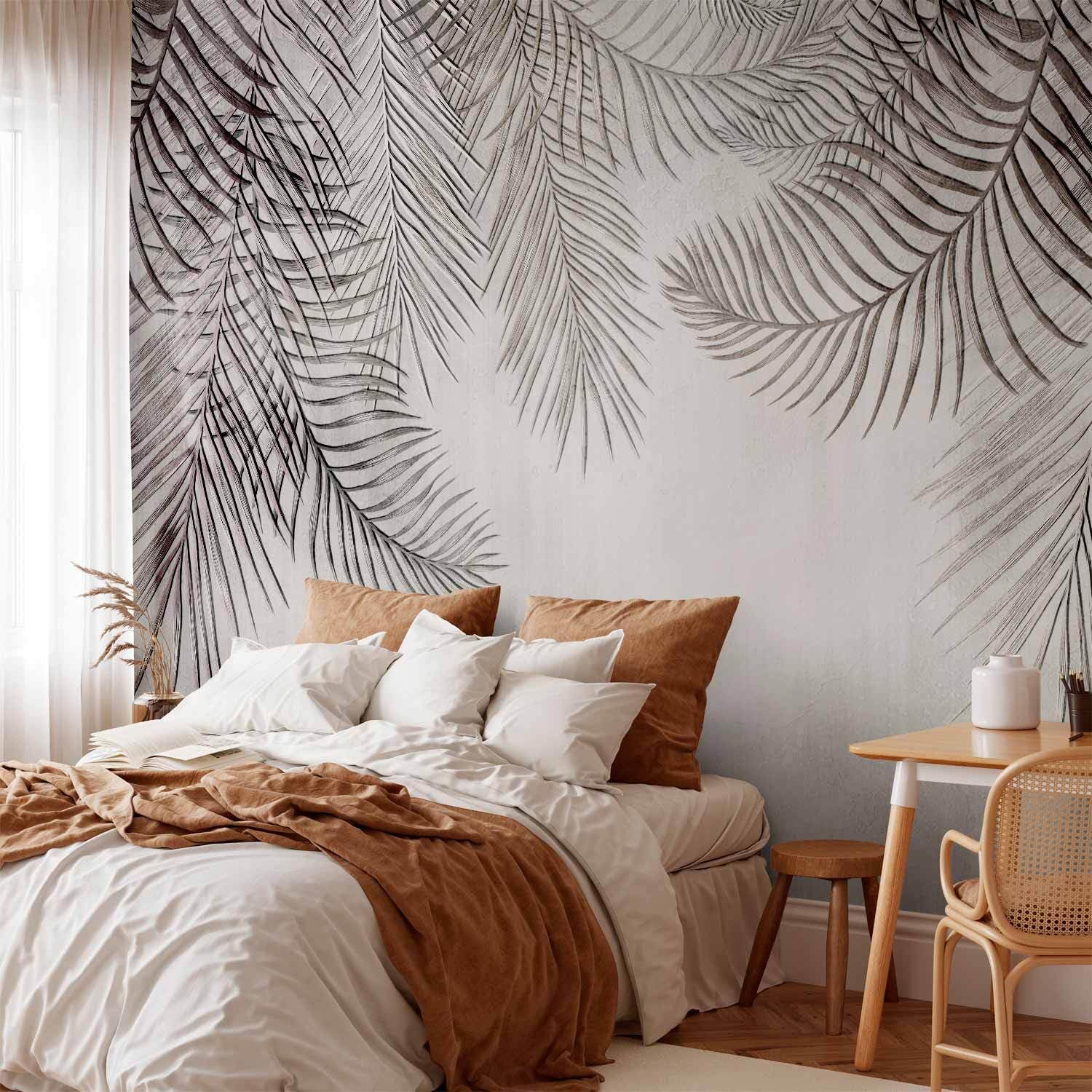 decomonkey Papier Peint Panoramique Abstrait Feuilles 400x280 cm