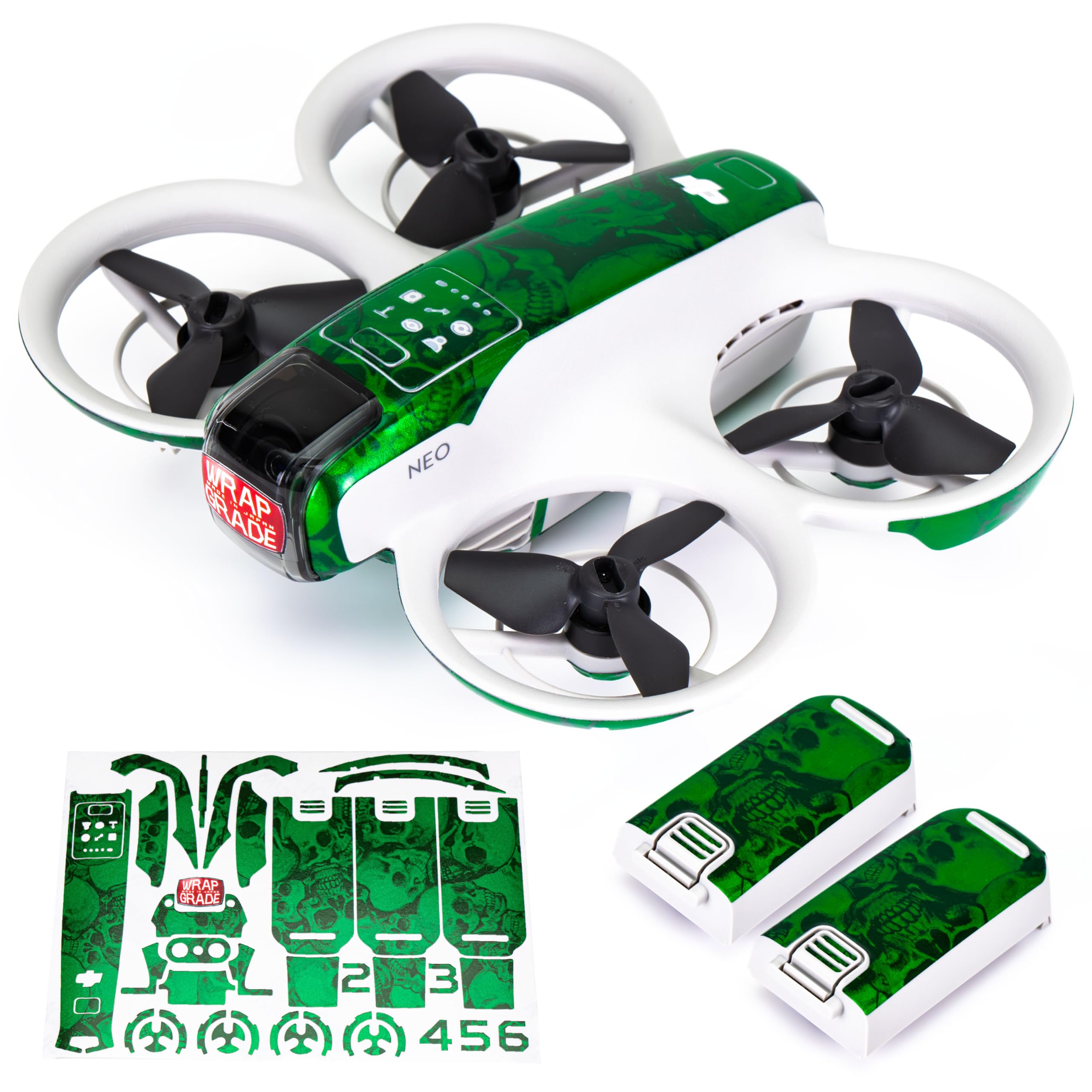 Wrapgrade for DJI NEO Accent Color Sticker (Emerald Skull)