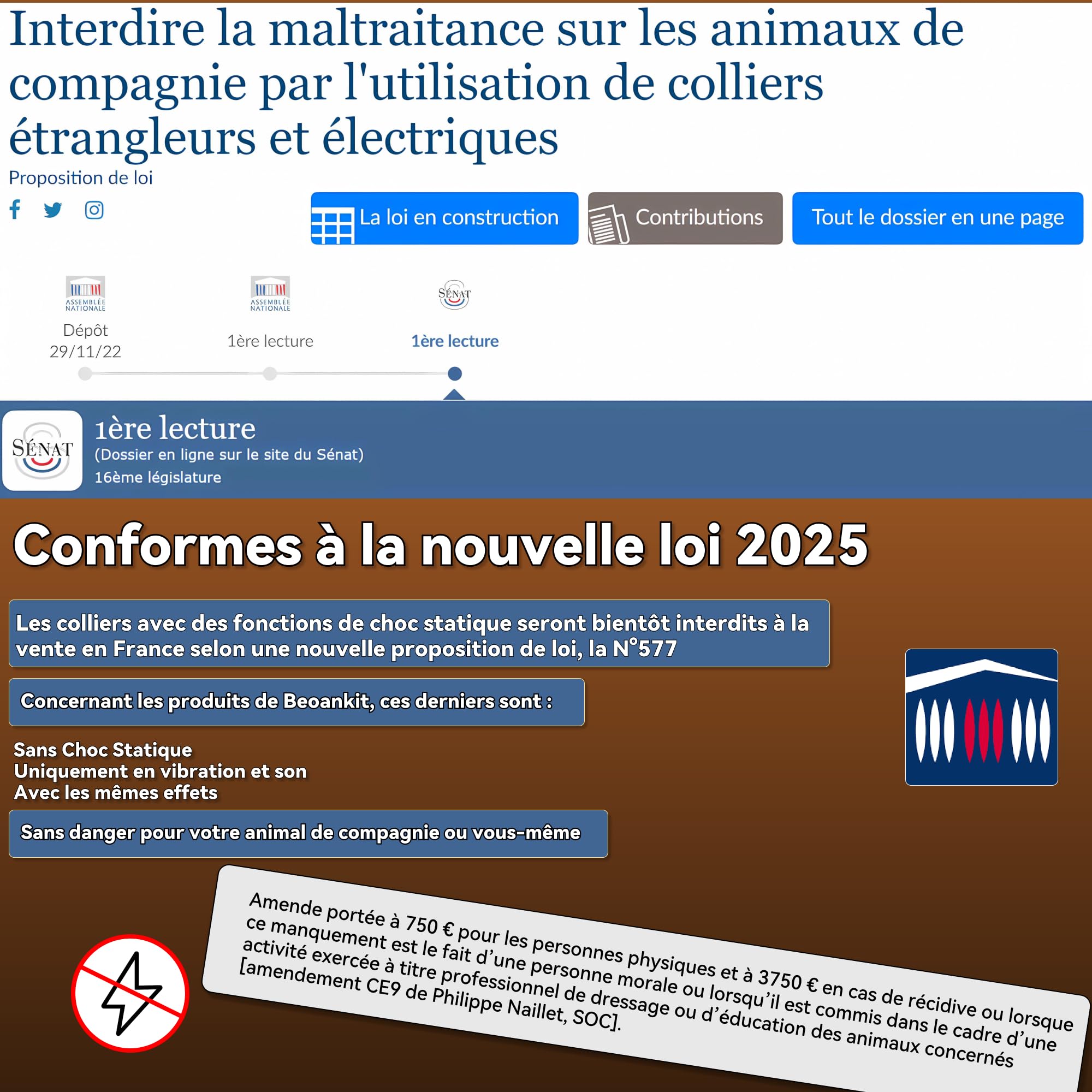 Collier Anti Aboiement-Conformes à La Nouvelle Loi 2025-Collier Vibrant,sans Choc Statique avec 8 Niveaux de Sensibilité Réglables,8 Niveaux et 3 Mode Sonore,Vibration et Forte Vibration