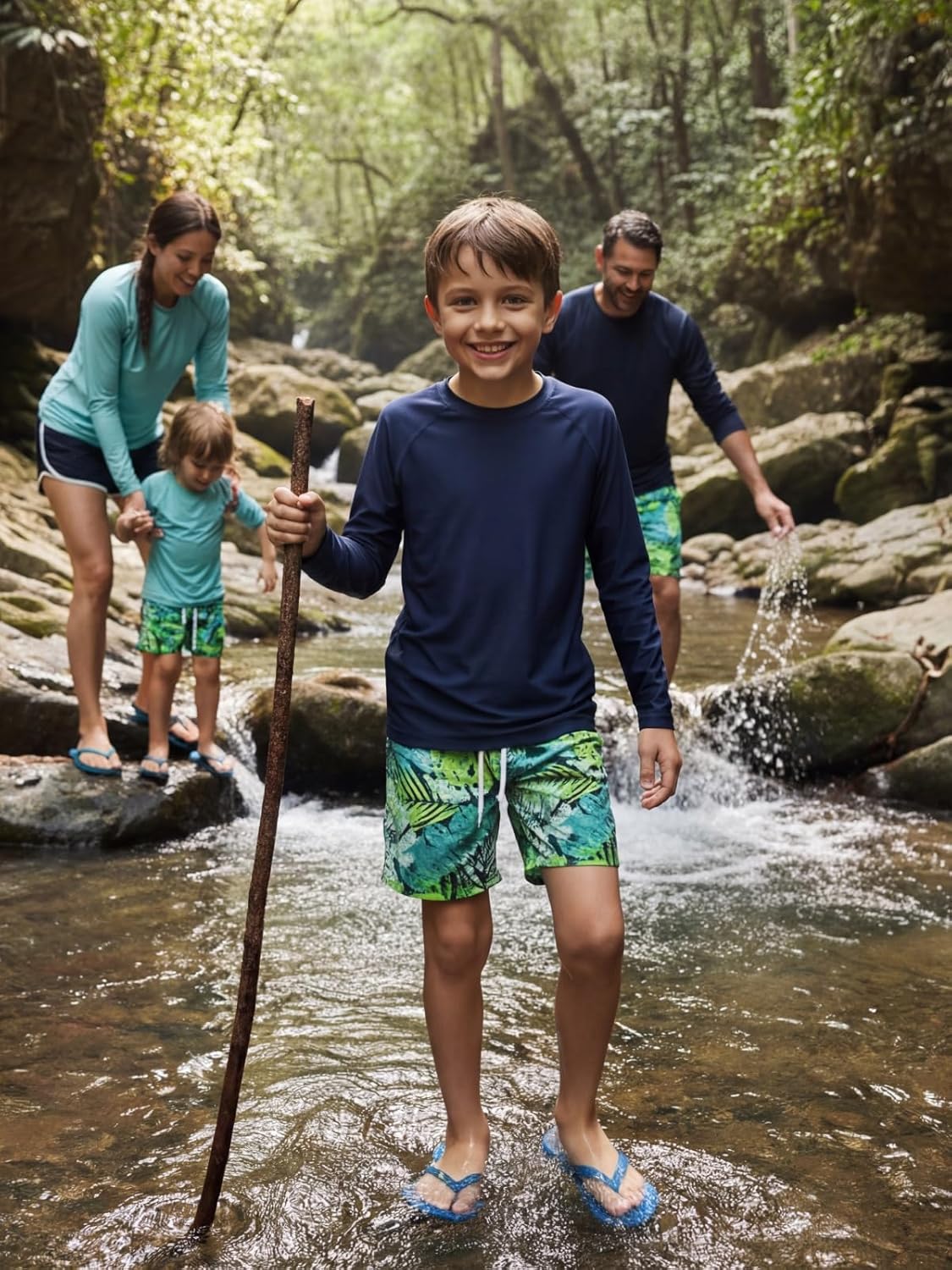Valcatch Boys Swim Set with Long Sleeve Rash Guard and Swim Trunks Kids Youths Two Pieces Bathing Suit UPF 50+ Swimwear