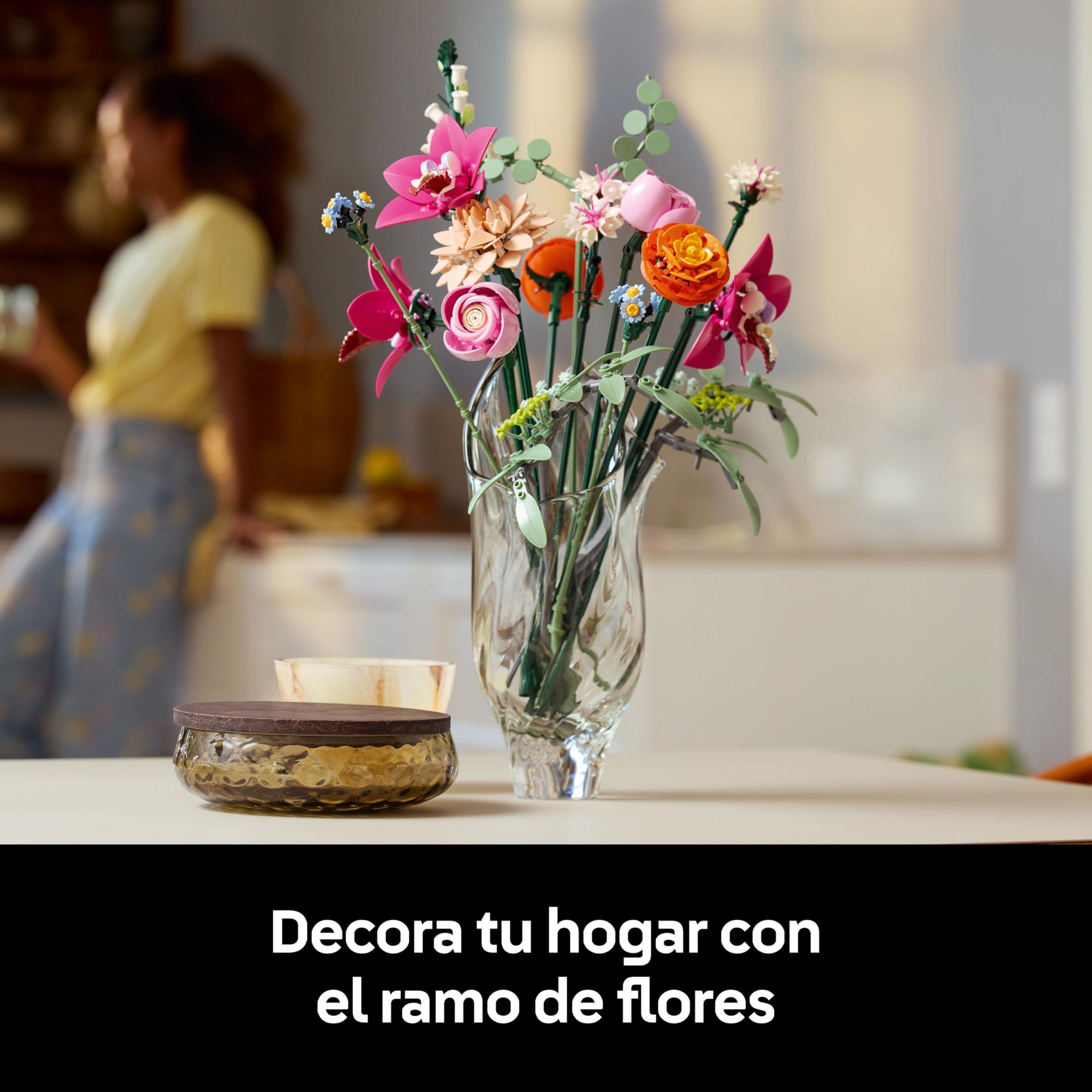 LEGO Botanicals Ramo de Flores Fantasía en Rosa Maqueta para Adultos - Decoración Floral para el Hogar - Margaritas, Eucalipto Artificial y Rosas - Regalo para Mujeres, Hombres y Madres 10342