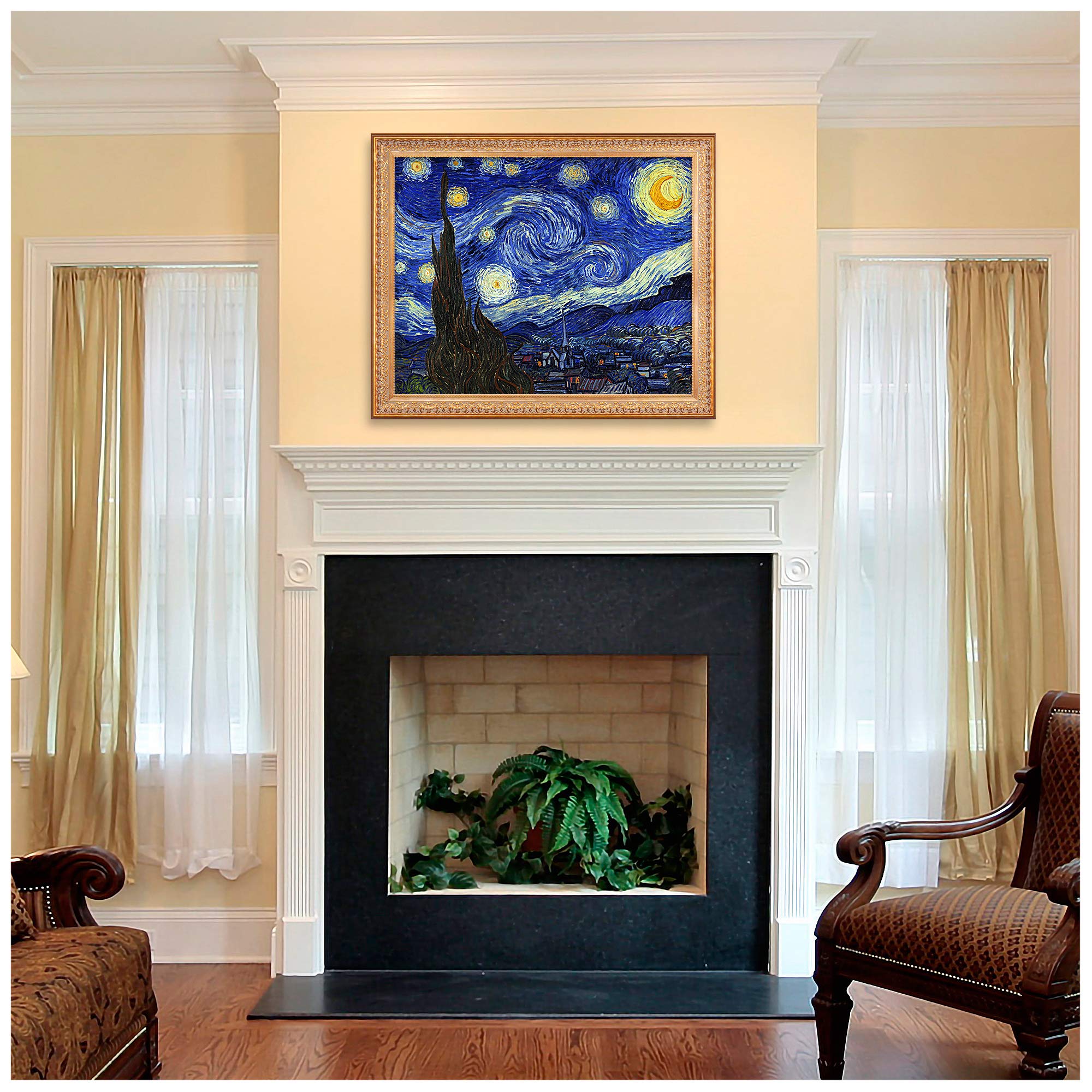 Amazon.com: The Starry Night by Vincent Van Gogh.Framed Size:34.5  display picture 1