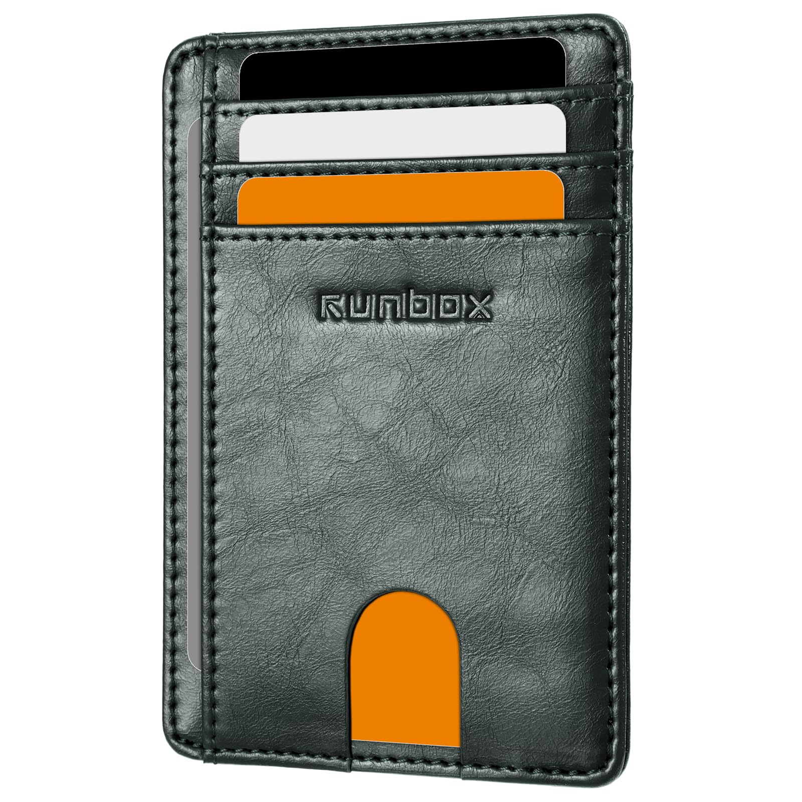 RUNBOX Slim Wallet for Men and Women, RFID Blocking Leather Card Holder