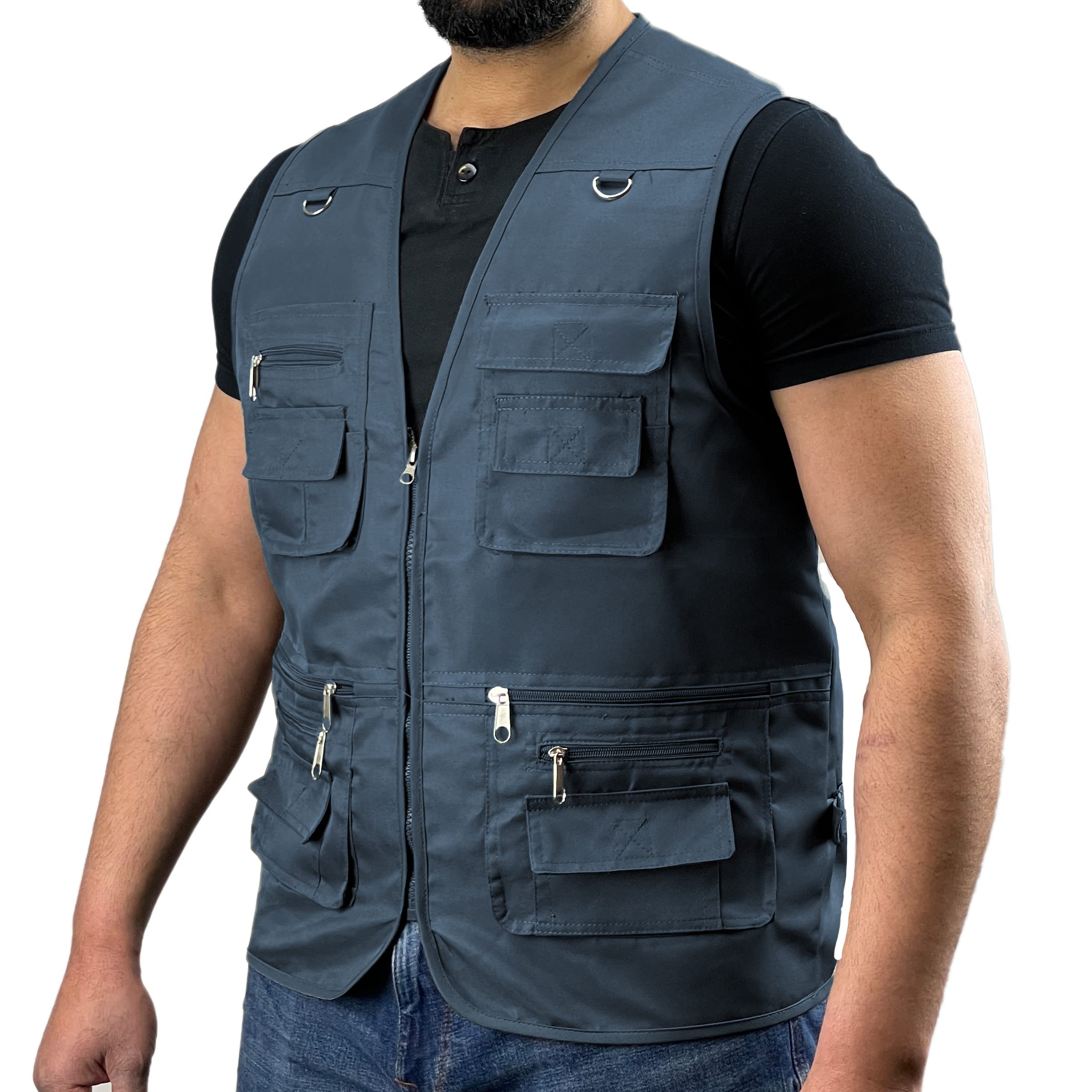G5 Apparel Men's Denim Multi Pocket Utility Vest | Waistcoat | Fishing | Travelling | Hiking
