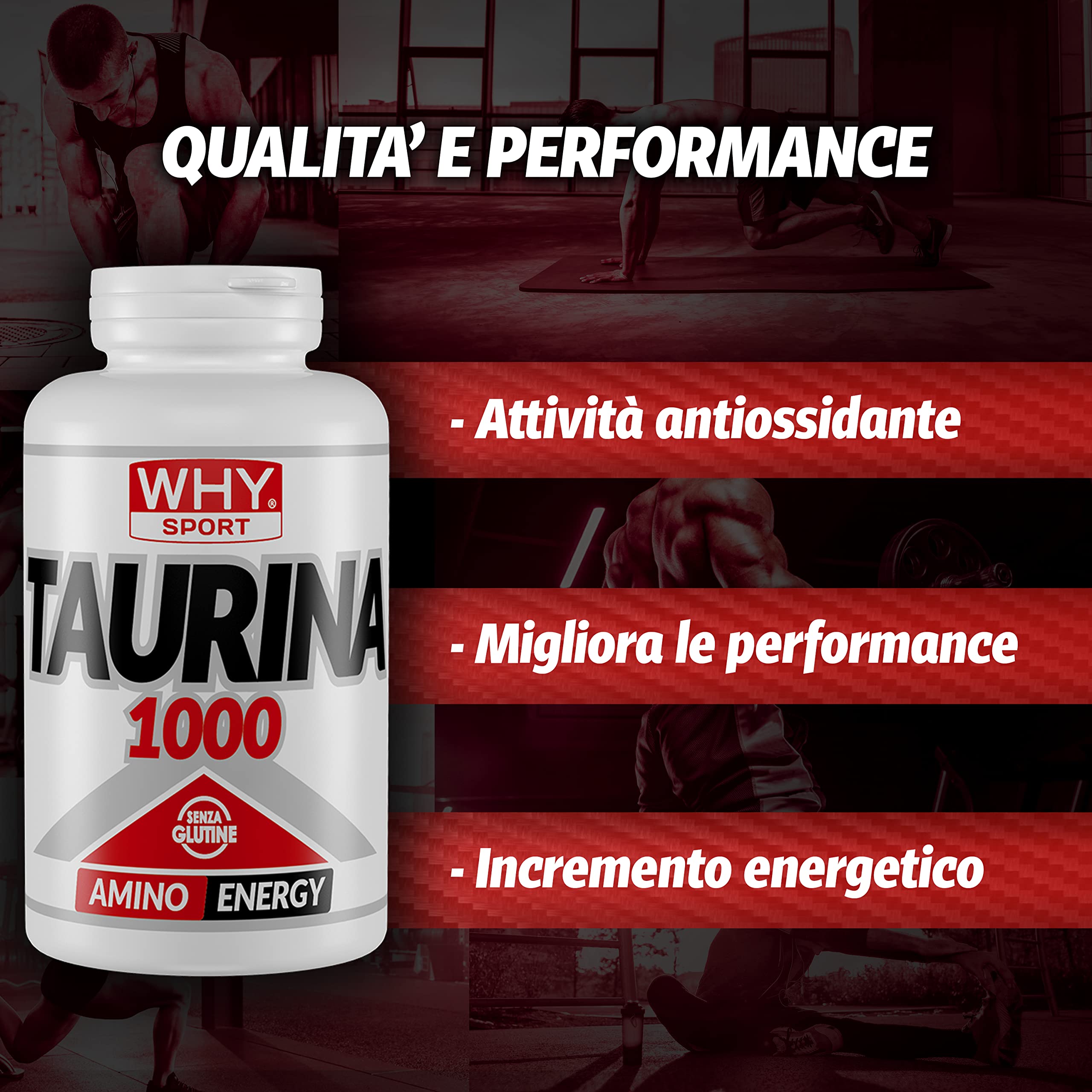 WHY SPORT TAURINA 1000 - Integratore Alimentare a Base di Taurina ad Alto Dosaggio – 90 Compresse