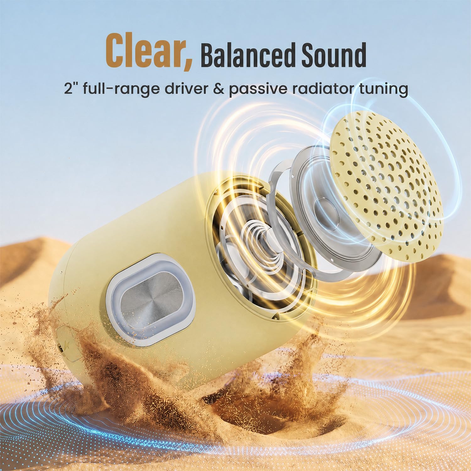 Bobtot Enceinte Bluetooth portable sans fil – Mini haut-parleurs étanches avec son stéréo fort, 24 heures d'autonomie, fonction TWS, microphone intégré, petite taille avec sangle, facile à transporter