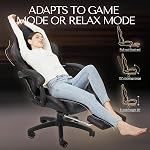 Dowinx Gaming Chair Big and Tall, Ergonomic Computer Chair with Footrest and Massage Lumbar Support, High Back Comfortable Gamer Chair for Adults 400Lbs PU Leather for Office Game, Black