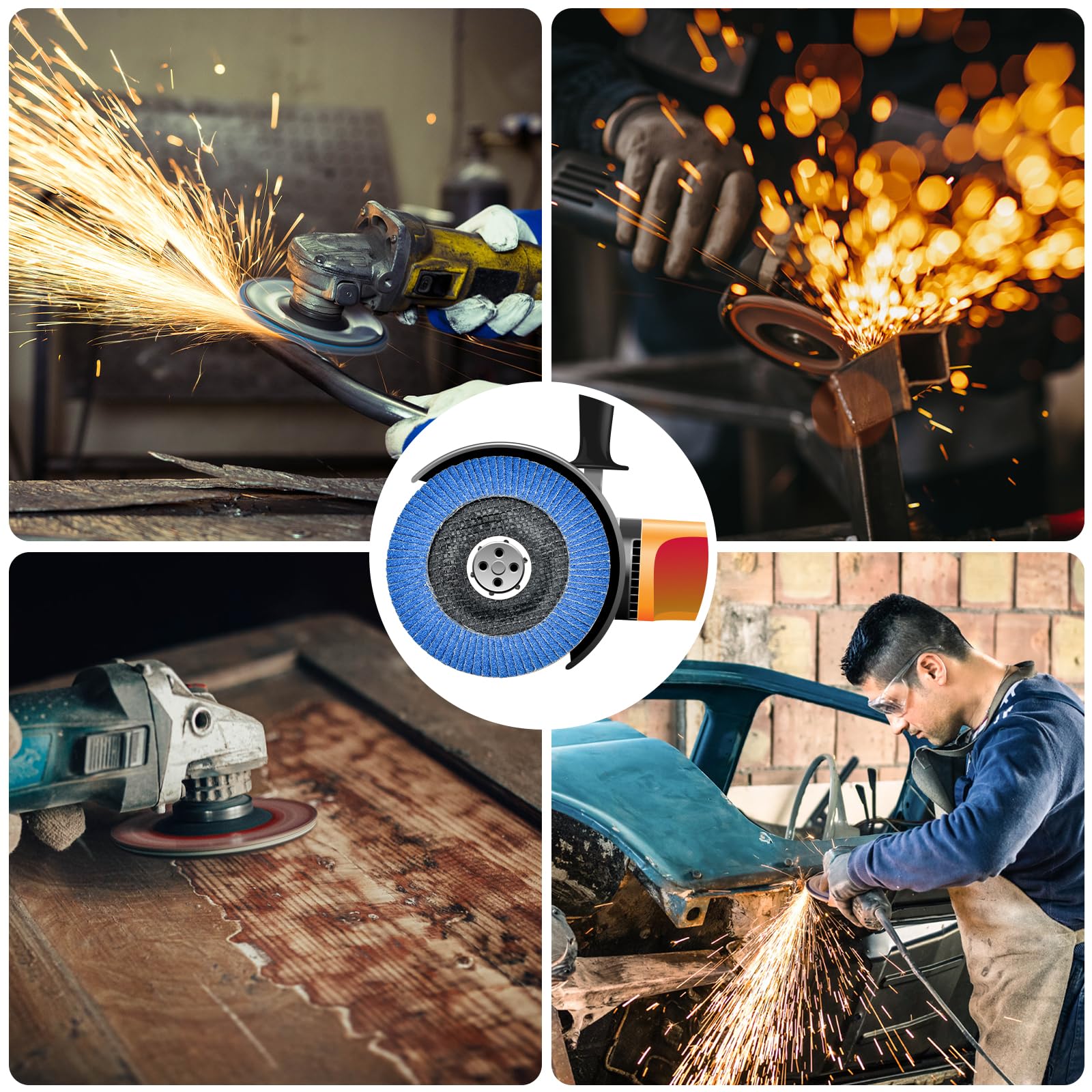 10 Pezzi Dischi Lamellari ø 125 mm x 22.2 mm Disco Lamellare Grana 80 Dischi Abrasivi per Acciaio Inossidabile Metallo e Legno, Blu