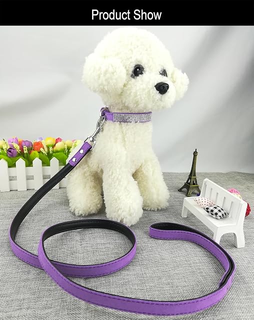 Foto 2 de 6 de Newtensina Collar de Perro Elegante con Diamante y Correas Suave Ante Bling Linda Collar de Gatito Cuello…
