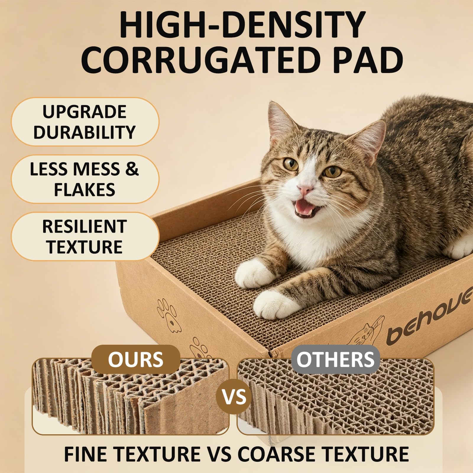 AKOLAFE Rascador para gatos con caja, 5 unidades, cartón rascador de doble cara para gatos, 40 x 24 x 2,5 cm, tablas para rascar gatos, casa de gatos, caja de cartón para rascar para gatos de interior