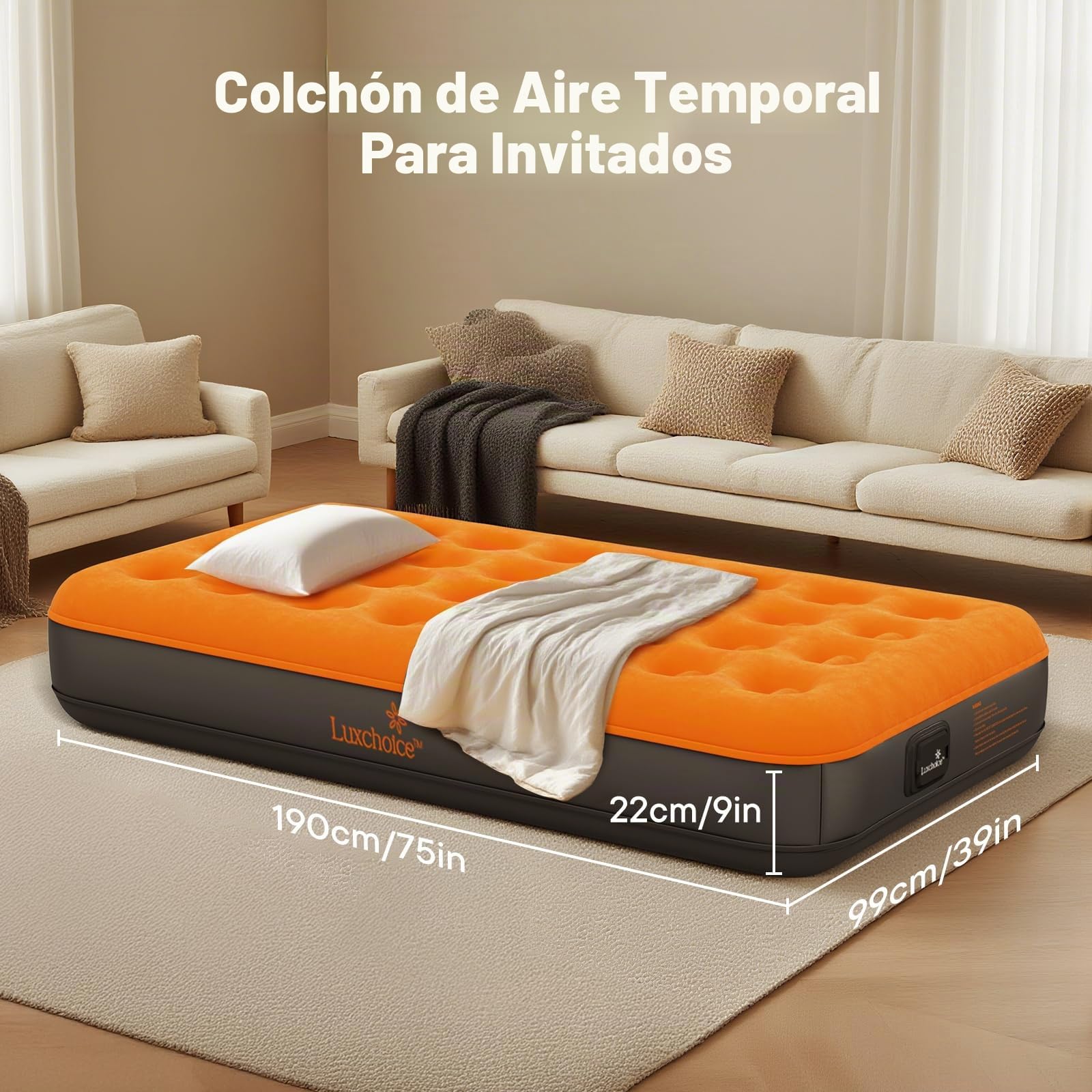 Luxchoice Cama de Aire Camping Colchón Inflable Autoinflable con Bolsa de Viaje Bomba Portátil Recargable para Invitados En El Viajes Camping o en Casa