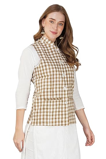 Women's Export-Quality Indian Traditional Nehru Jacket/Waistcoat (VASTRAATS1477D-36)