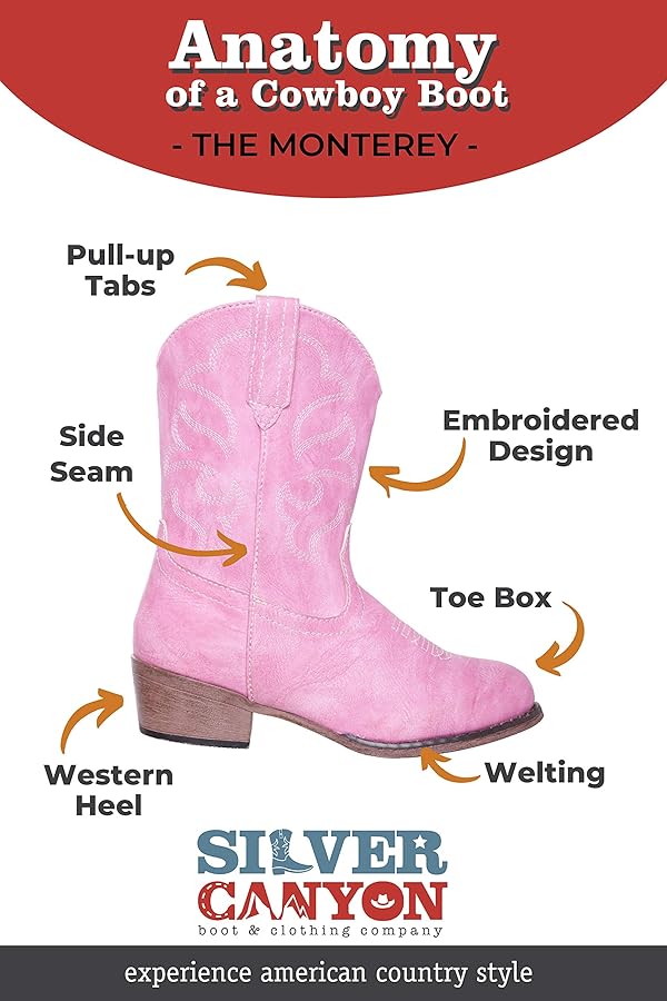 Amazon.com: Children Western Kids Cowboy Boot,Pink,7 M US