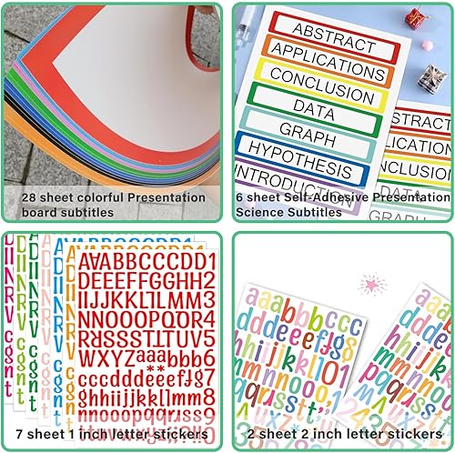 Miniatura 4 de Hojas coloridas para feria de ciencias, suministros de tablero autoadhesivos, subtítulos de ciencias, feria de ciencias, títulos de proyectos,