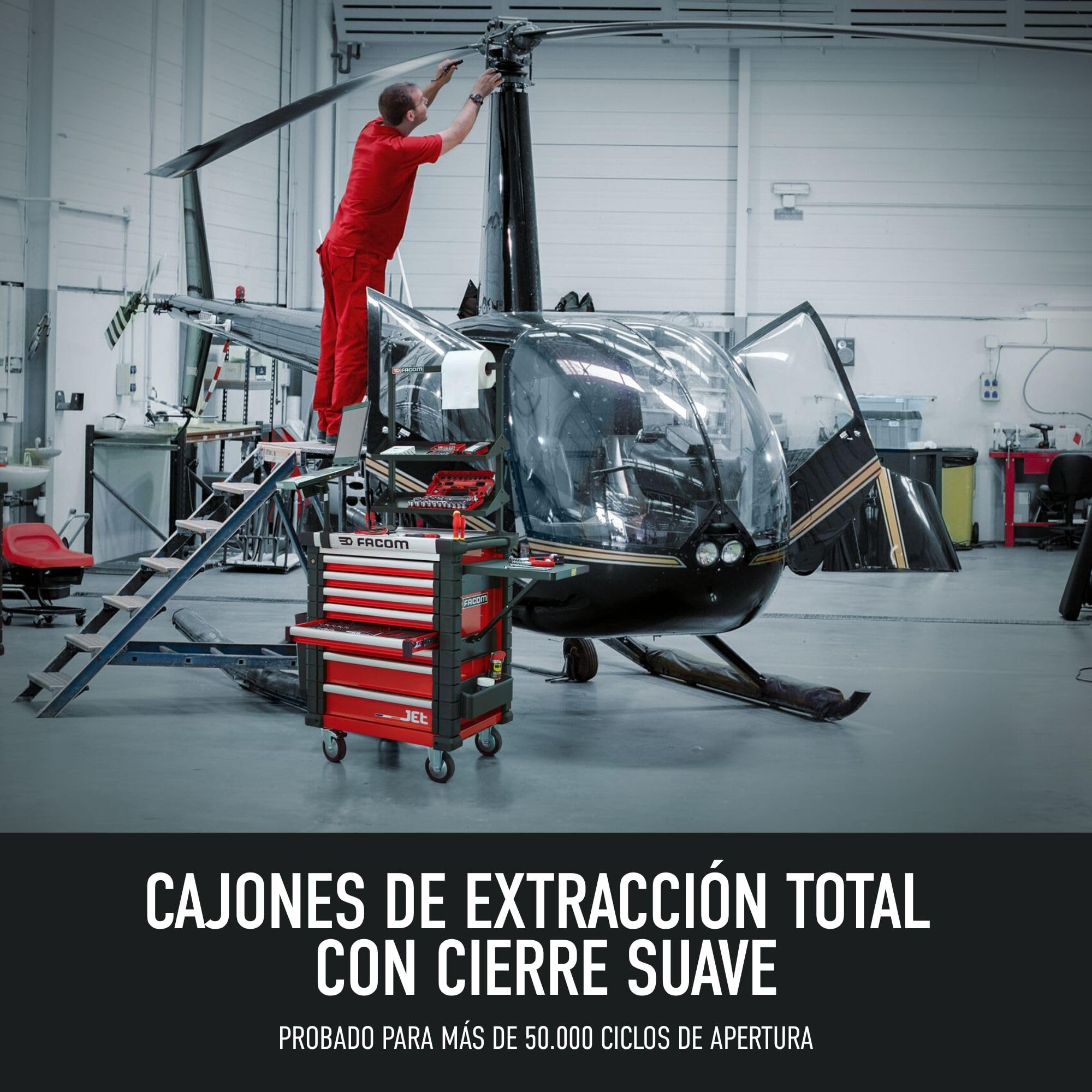 FACOM Armario con Ruedas, 8 cajones, 24 módulos, encimera XL, Cierre centralizado, Jet.8M3A