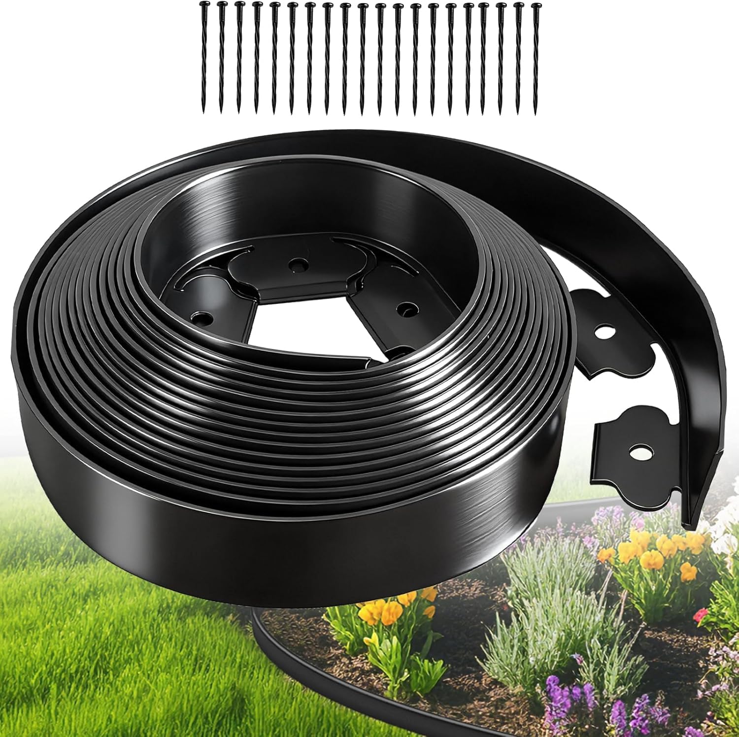 Landscape Edging, Garden Edging Border No Dig 2" Tall x 33FT ​with 30 Stakes, Plastic Edging for Landscaping Border - Easy Install & Cut, Flexible for Flower Beds, Lawn, Yard, Paver-image-33