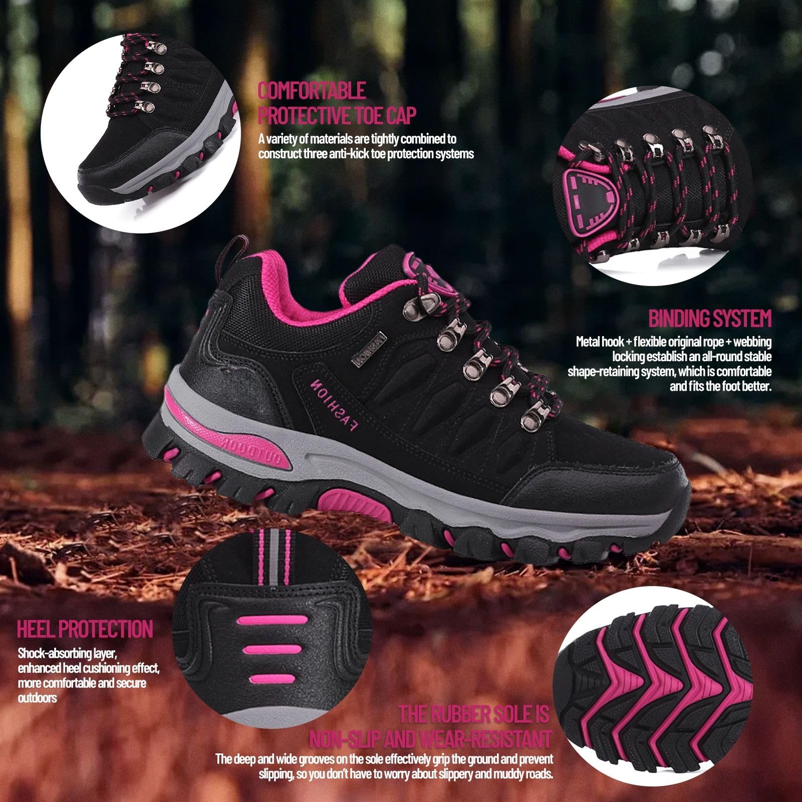 LZQpearl Chaussures Trekking & Randonnée pour Femmes, Chaussures De Marche en Plein Air pour Toutes Les Saisons, Chaussures De Sport Basses, Escalade, Voyage, Pêche, Camping