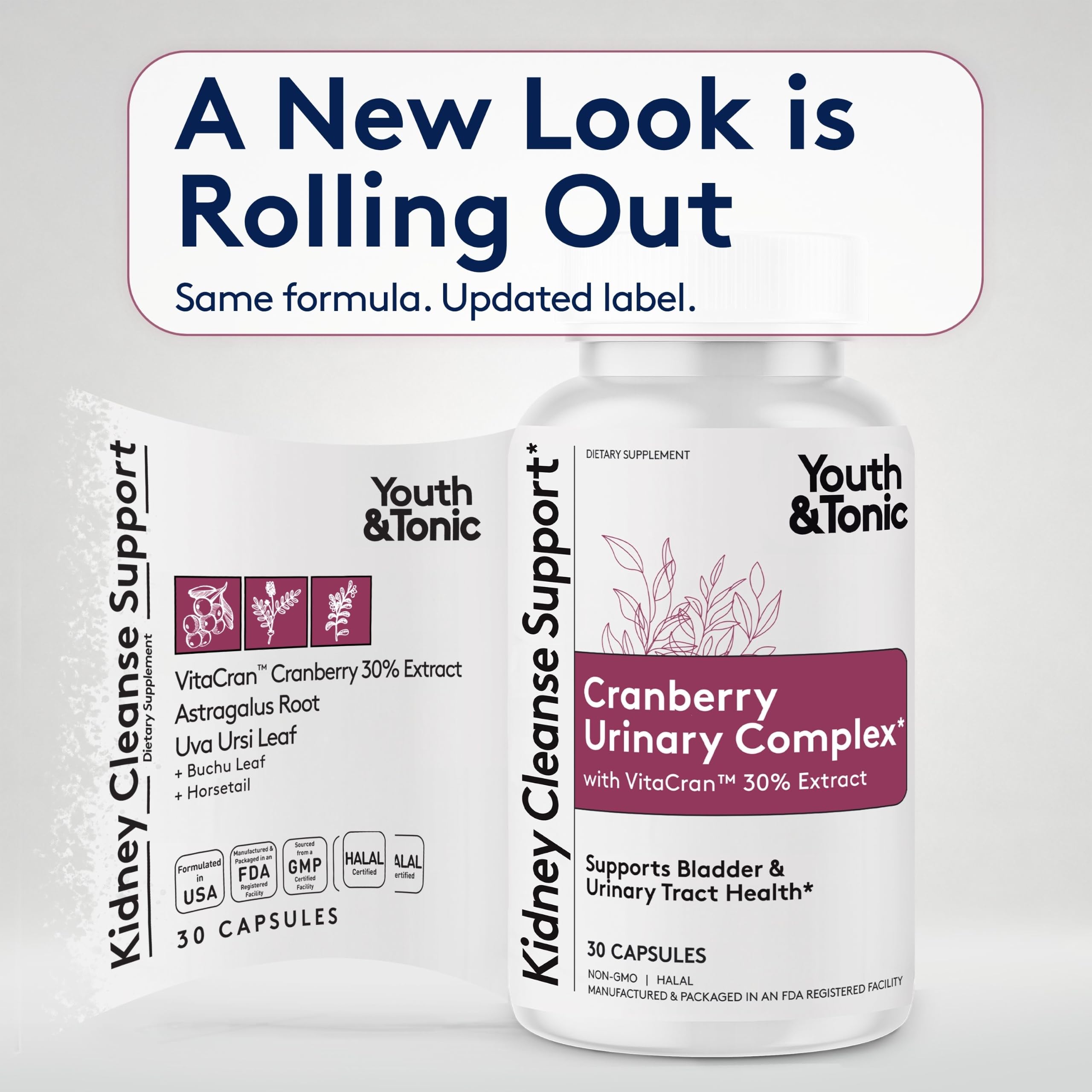 Youth & Tonic Kidney Support Supplement, Cleanse, Detox, Cranberry Extract — Amazon image 2