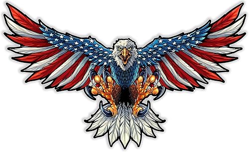 Adhesivo de bandera estadounidense de 7 x 4 pulgadas, adhesivo fuerte e impermeable, con águila calva, no se decolora, se utiliza para camiones,