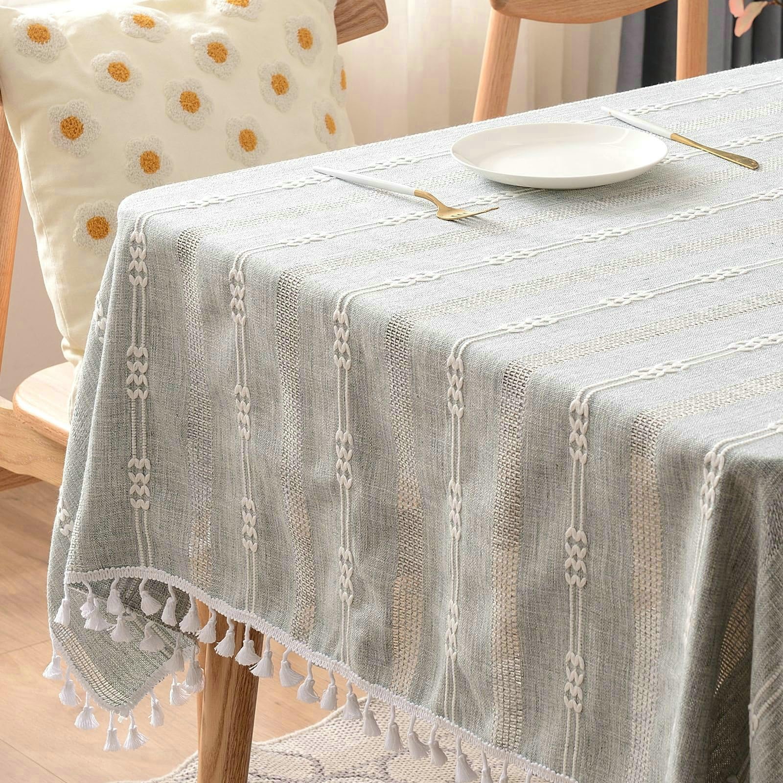 Tovaglie Cucina, Tovaglia Rettangolare 140x270 cm Righe con Nappa