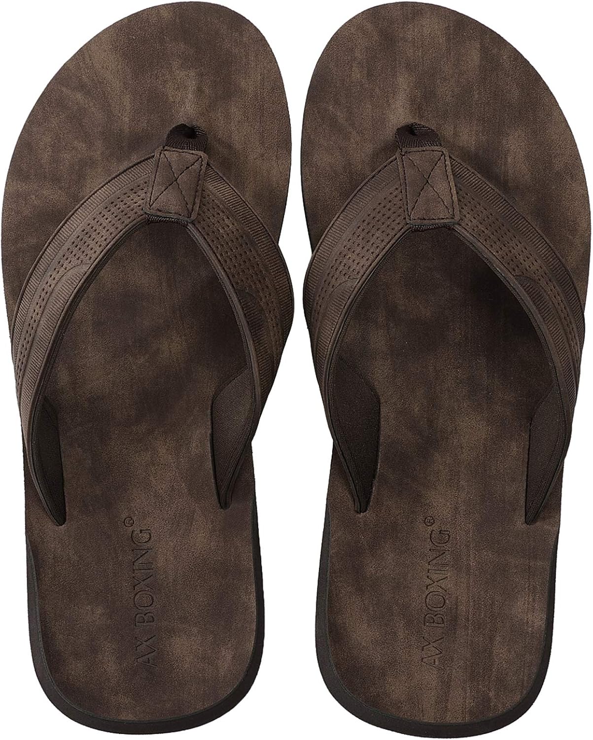 AX BOXING Mens Flip Flops Leather Thong Sandals Casual Comfort Slides Slippers - Image 7