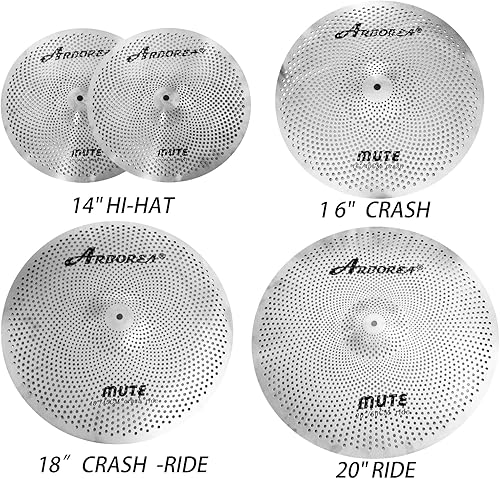 Miniatura 81 de Bajo Volumen Platillos Pack Silencio Set Negro 10 "splash+14" hi-hat+16" crash+18" crash+20" ride 6 piezas platillos de tambor con una bolsa libre