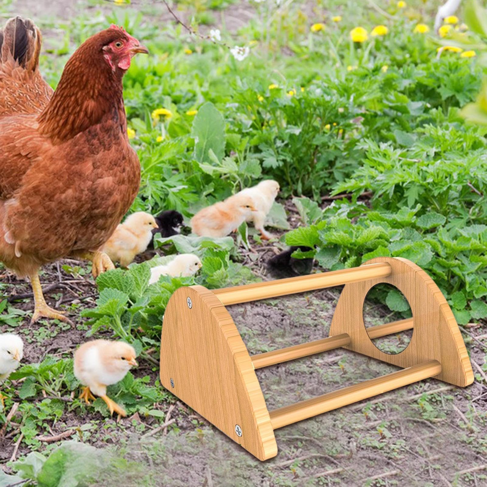 Chick Roosting Bar, stojak dla małych kurczaków Okoń, Rooster Entertainment Toy Wood Training, Chicken Nestling Lounge z lustrem, regulowana linka dla kurnika, kurczaki, 7,87 cala