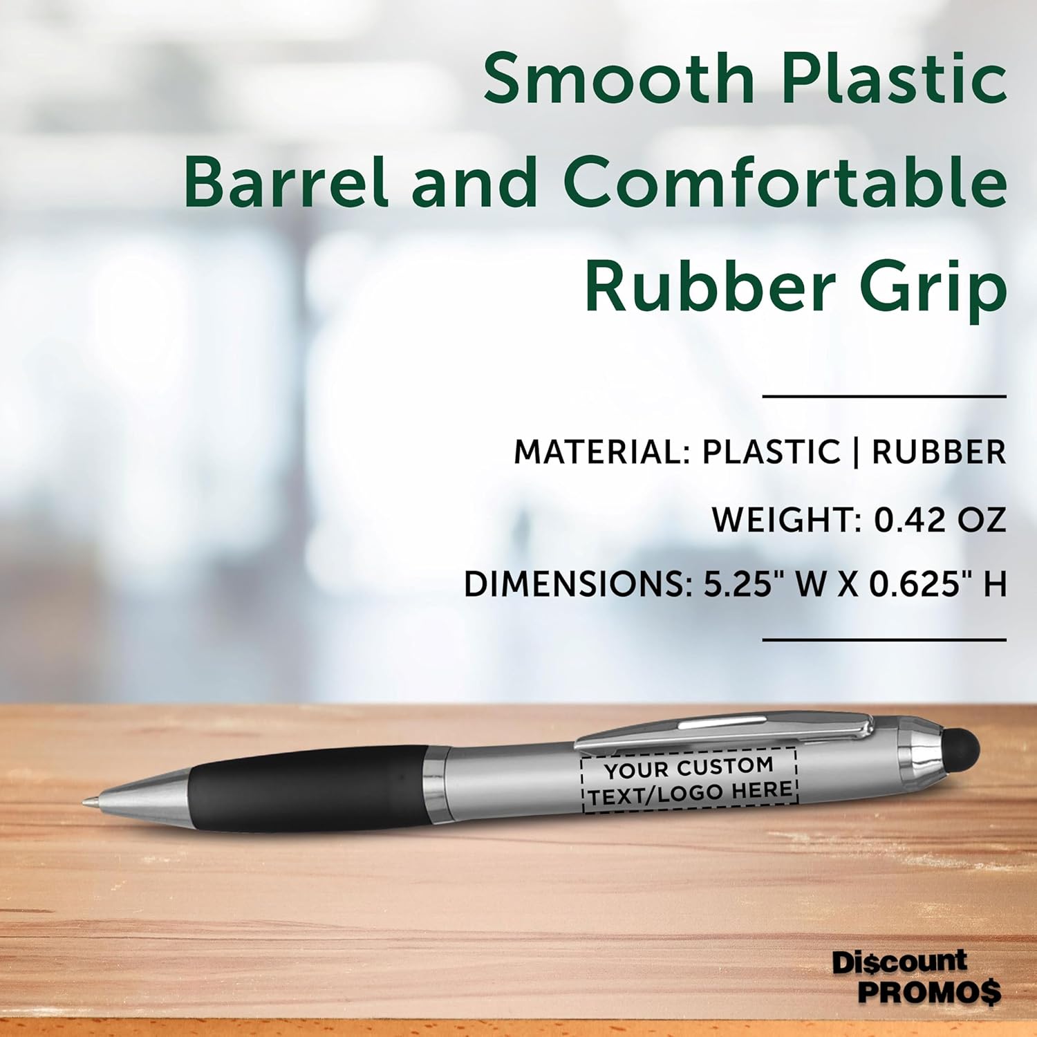 DISCOUNT PROMOS Custom Stylus Ballpoint Pens Set of 10/50/100, Personalized Bulk Pack - Black Ink, Great for Office, School, Business, Tradeshows, Events - Black