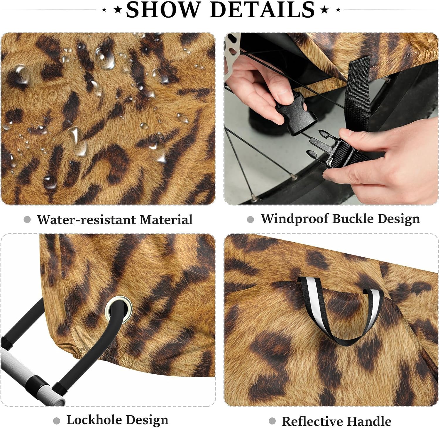 ALAZA Abstract Tiger Print Bike Cover Waterproof Outdoor Ebike Bicycle Covers Tarp Protection for 1/2 Bikes, Sun UV Dust Wind Proof