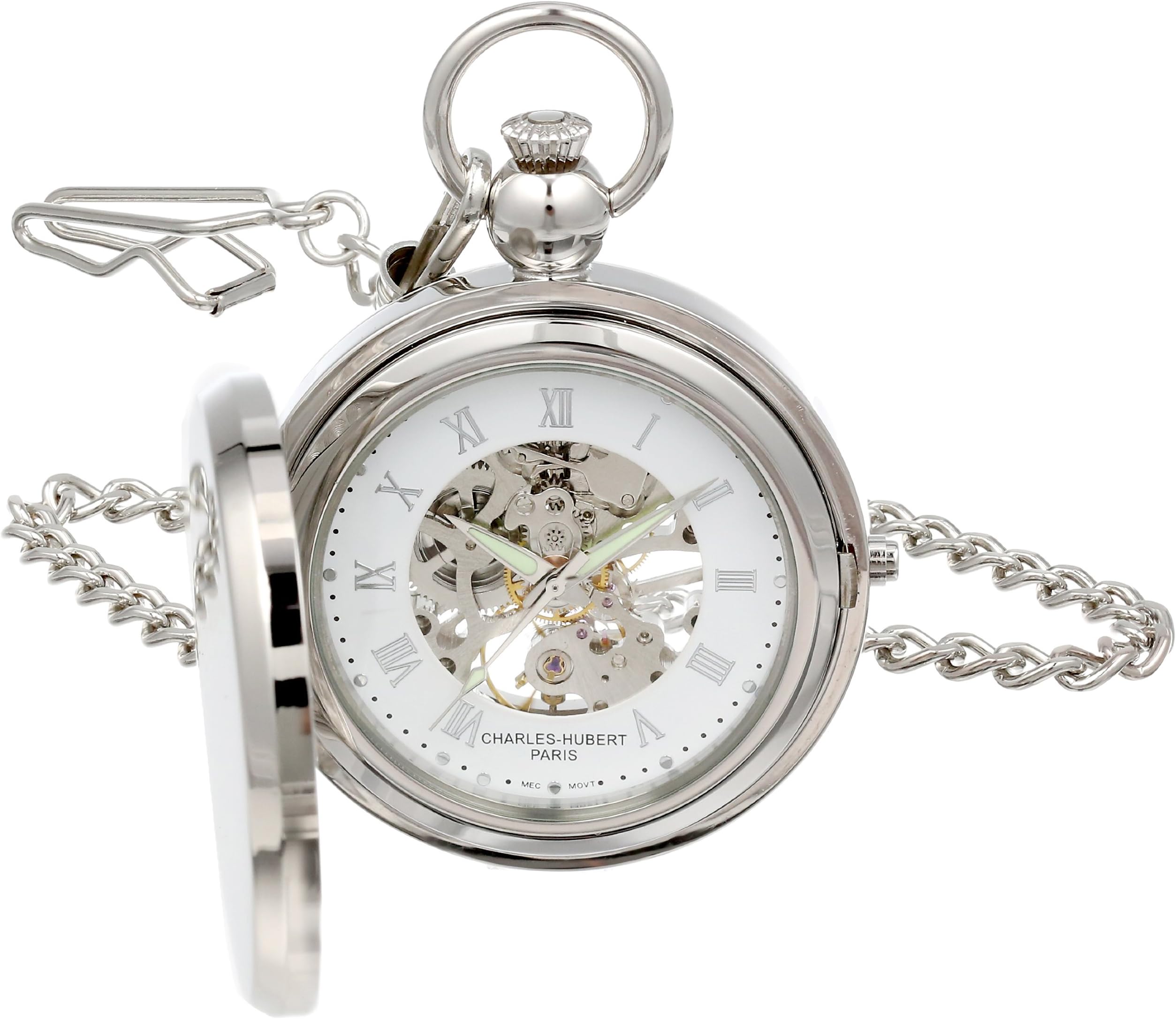 Charles Hubert, Paris 3850 Men's Pocket Watch, Pocket Watch, Mechanical Hand-Winding, Photo Frame,, Silver, Mechanical