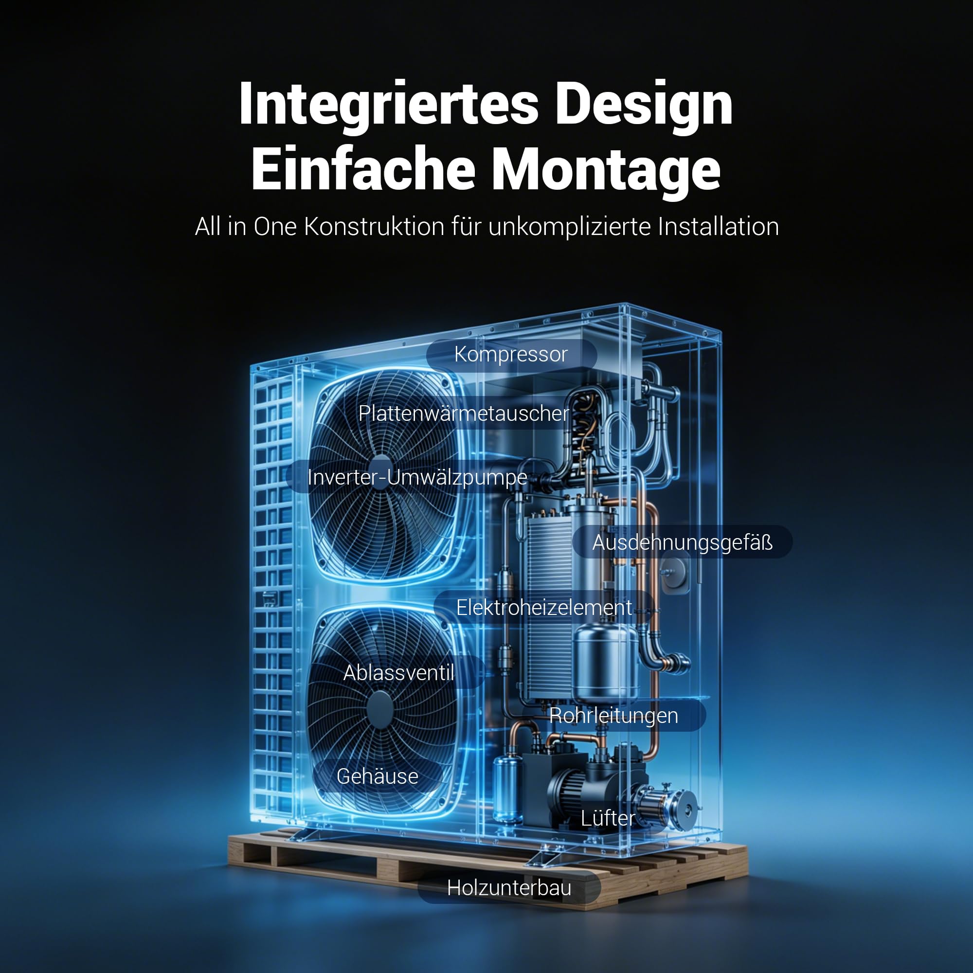Bomba de Calor de Agua Caliente R290 de 16 kW, A+++, SCOP 5.1, Bomba de Calor de aire, Funcionamiento Silencioso, 3 Modos de Control de Temperatura, 5-75 ℃