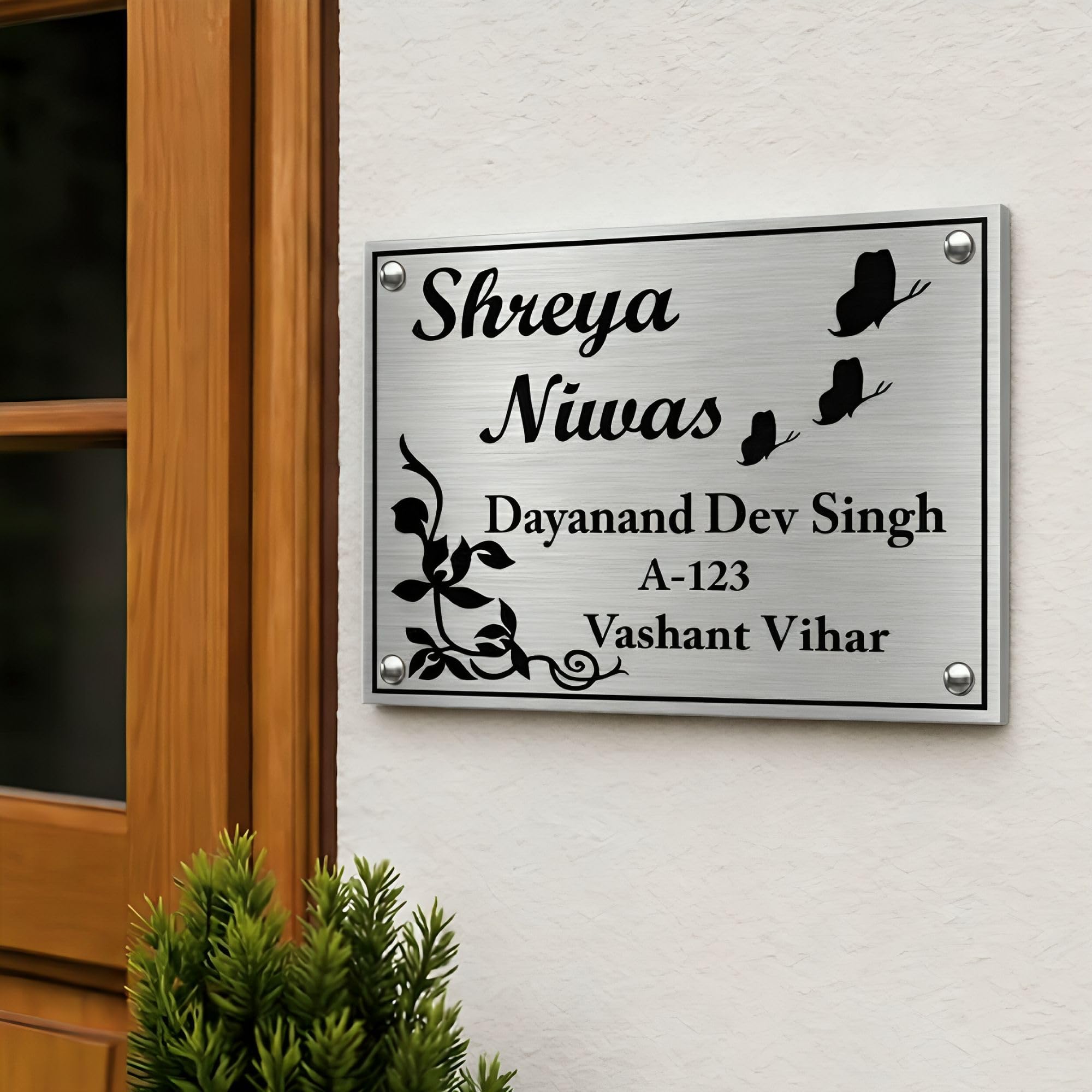 Personalized Stainless Steel Name Plate for Home & Office | Custom Door Name Plate for Indoor Outdoor Entrance | Waterproof | Diwali Gift 12x10 Inch-image-37