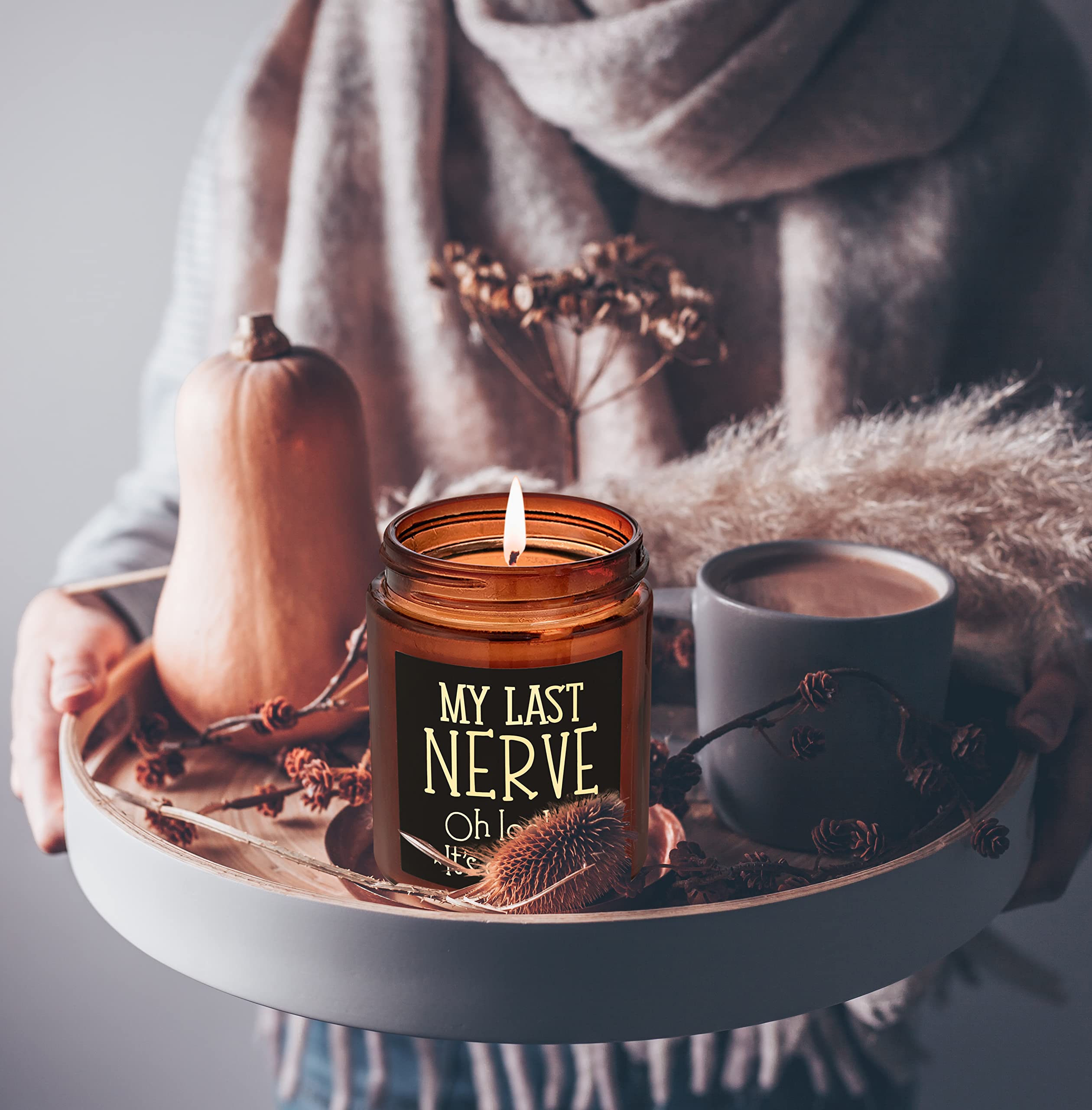 My Last Nerve Candles - Candela di soia naturale per donne e uomini, divertente regalo di compleanno, rilassante e antistress, regalo per lei, moglie, marito, fidanzato, collega, capo,