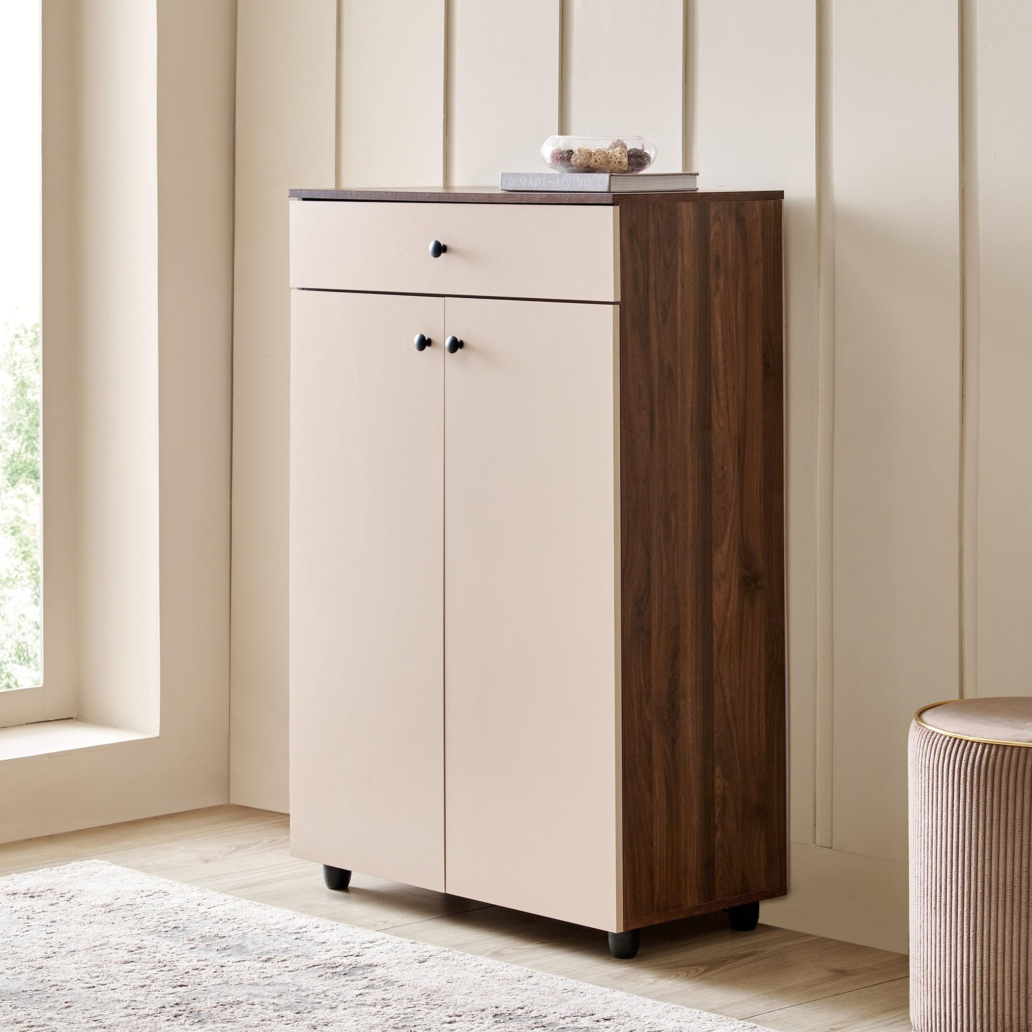 Home Centre Addison 15 Pair Shoe Cabinet with Drawer - Walnut-image-41