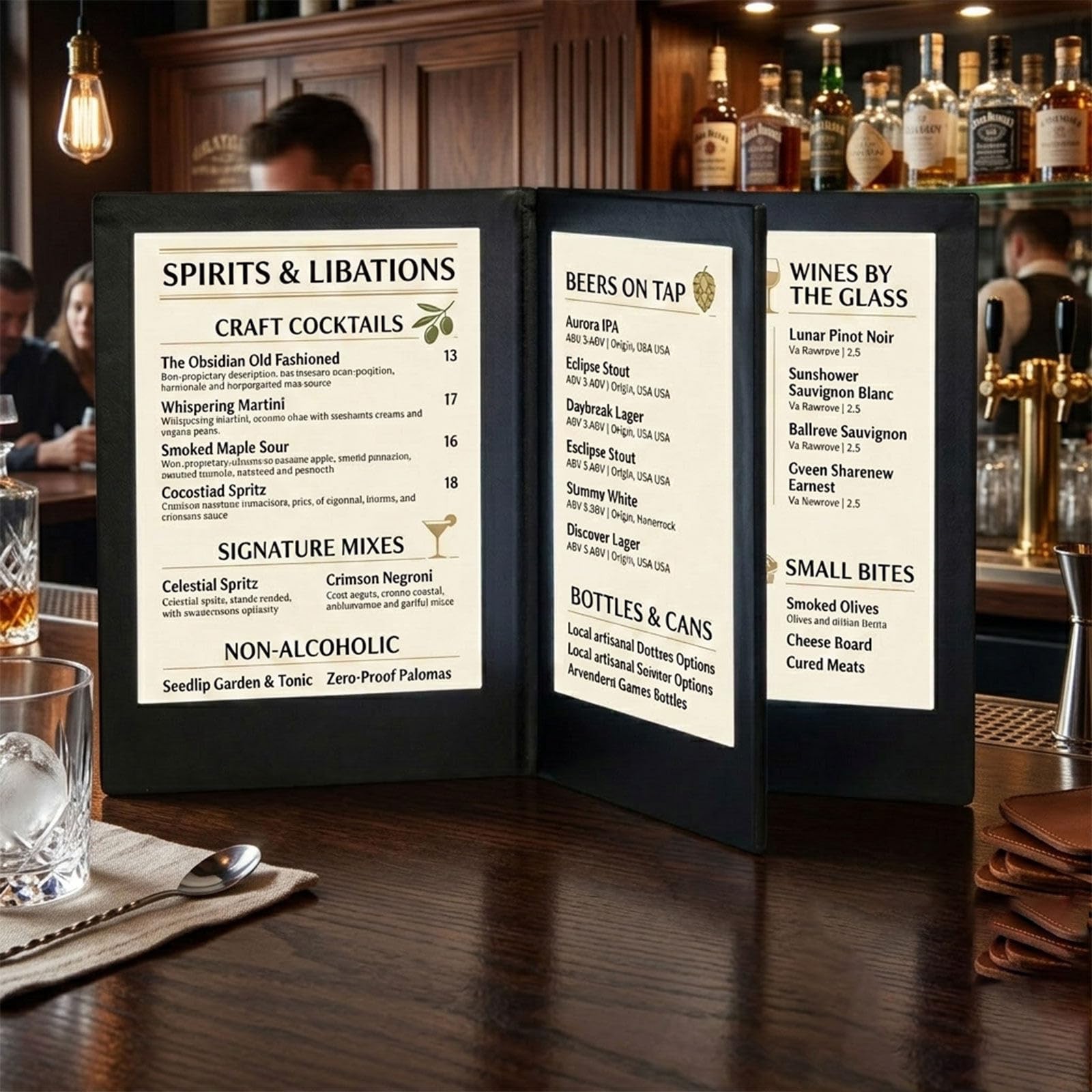 Glwabomars A4fourside2pack Led Restaurant Menu Folder A4, Multi Page Illuminated Menu Cover With Rechargeable Lighting, Premium Display Holder For Hospitality Businesses