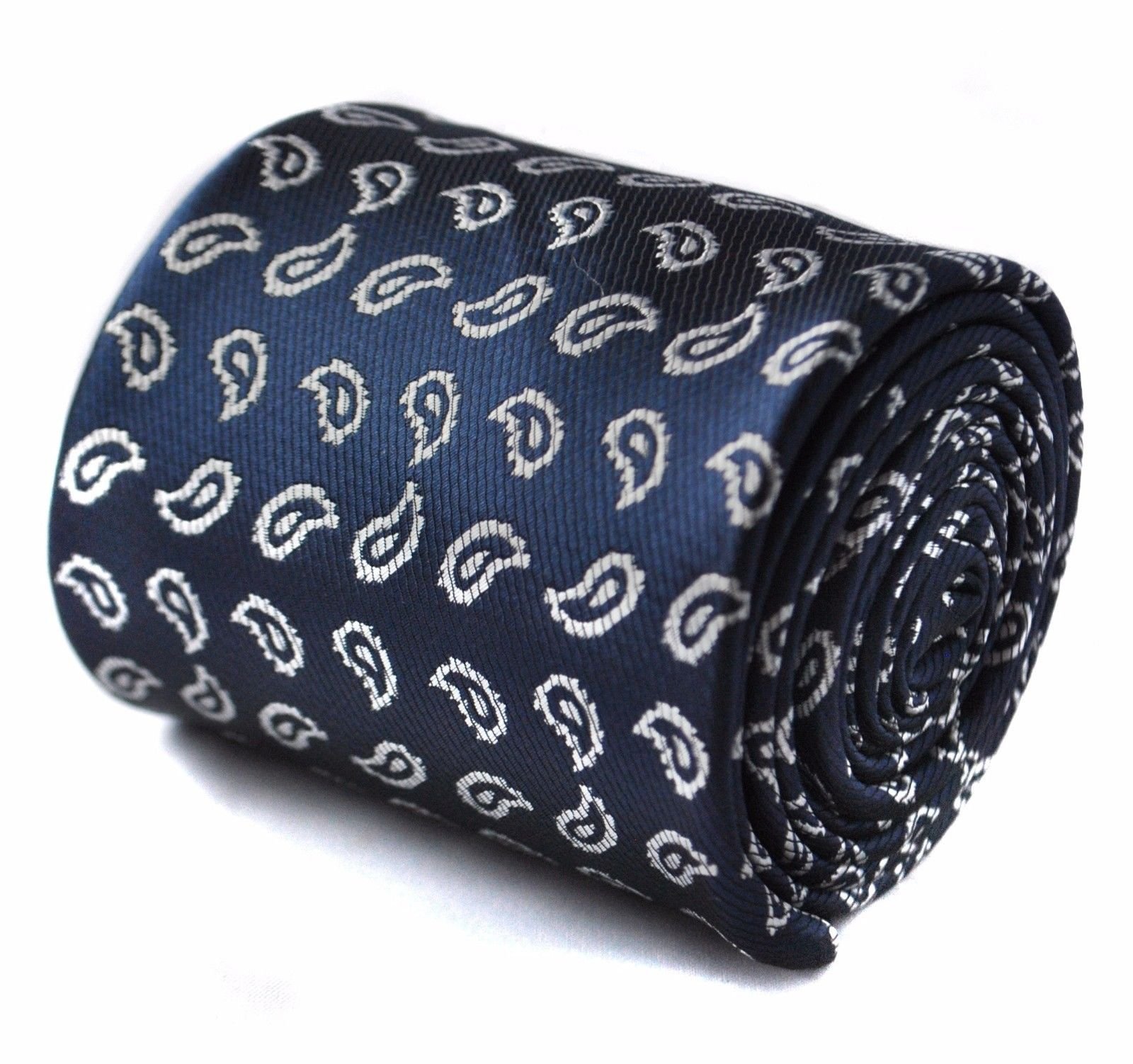 Frederick Thomas Men's Navy ’S Luxury Tie With Elegant Paisley Pattern, 147Cm Length Necktie For Office Wear, Weddings, Business Events And Formal Dinner Occasions, Classic 8Cm Width