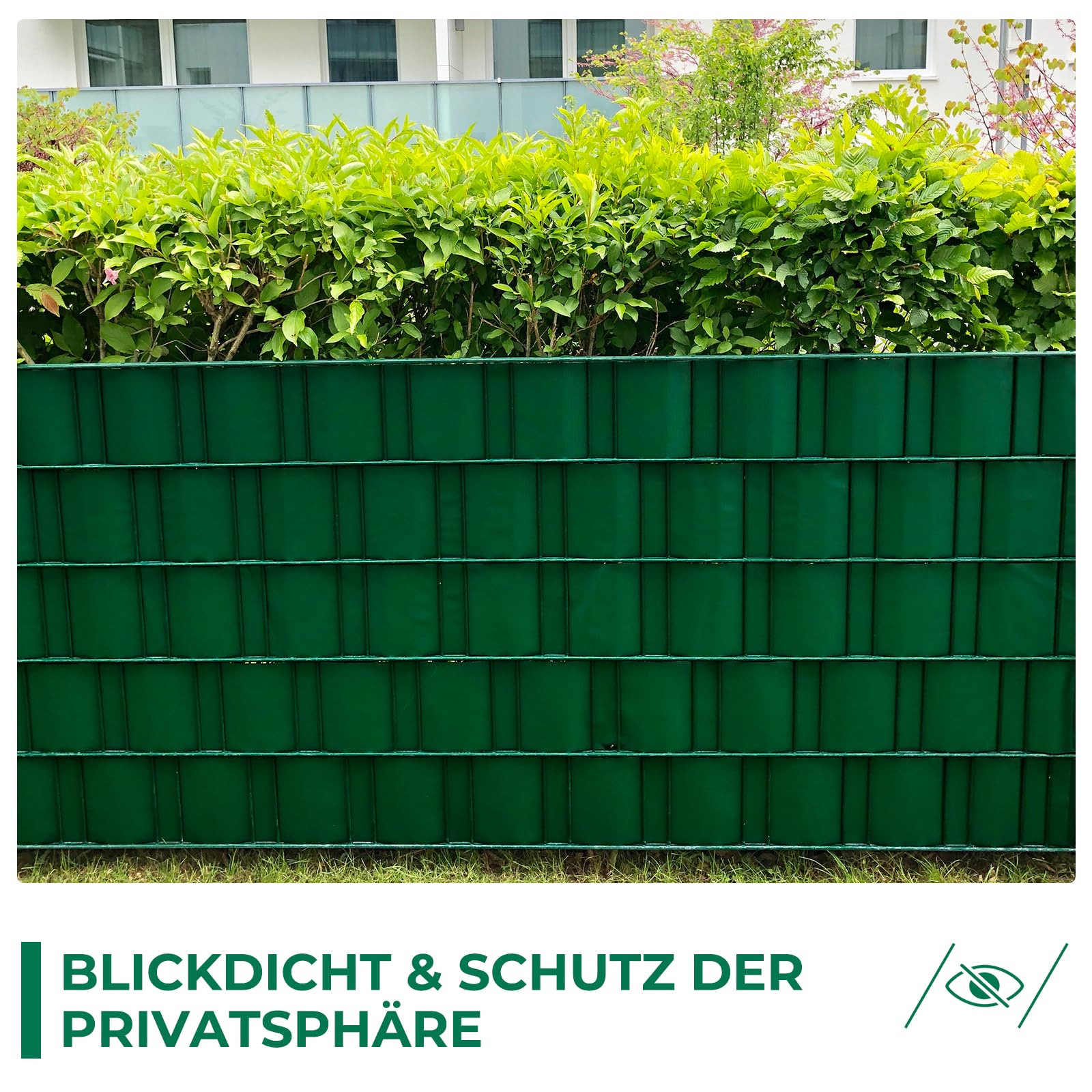 interGo Sichtschutzstreifen Zaun 35 m x 19 cm inkl.20 Clips, Sichtschutz Zaunfolie PVC Sichtschutzstreifen Doppelstabmatten für Gartenzaun, Balkon/Diverse Farben 4er-Set