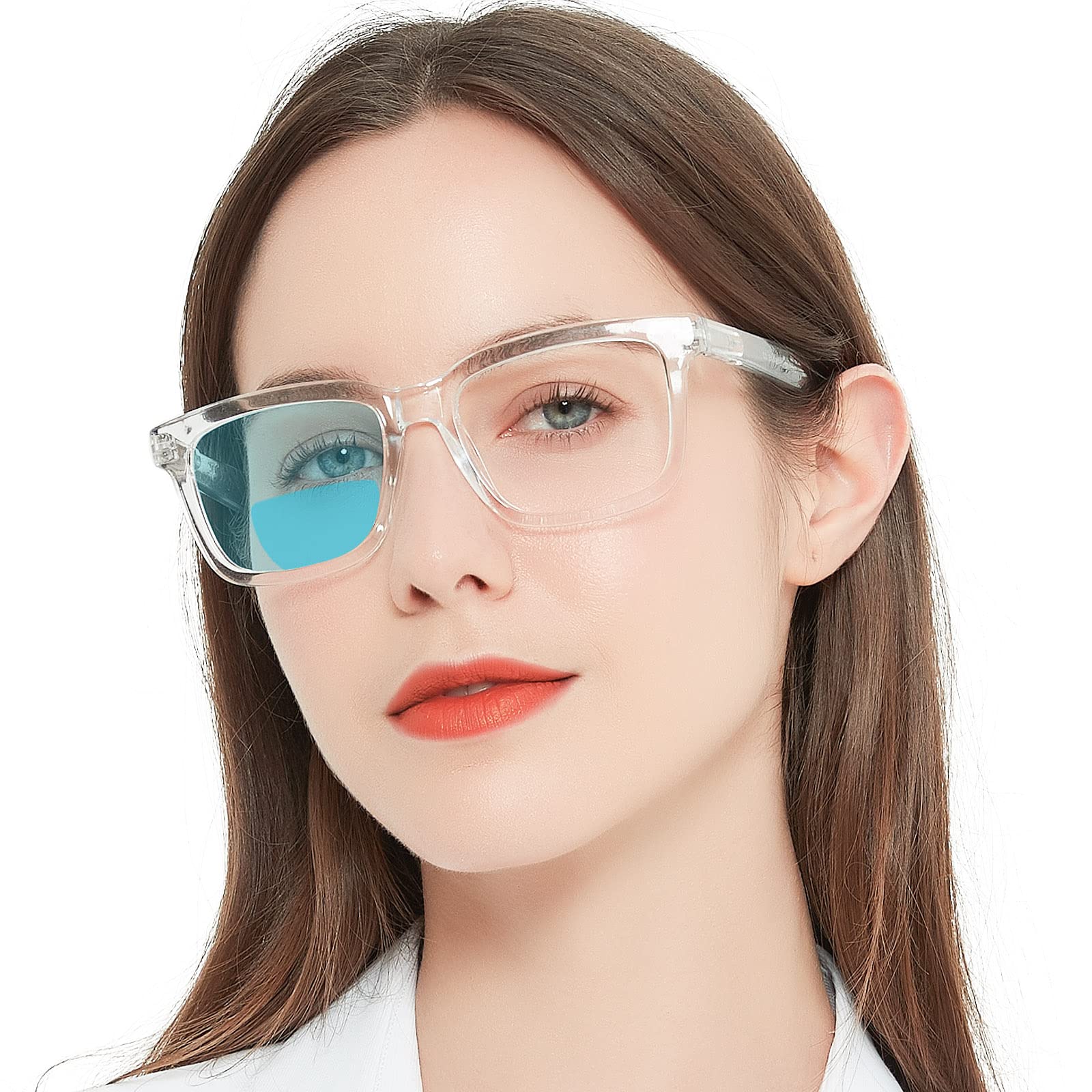 AEZUNI Bifocal Reading Glasses Women Large Square Blue Light Computer Readers Trendy Eyeglasses 1.00 1.25 1.50 1.75 2.00 2.25 2.50 2.75 3.00 3.50 (