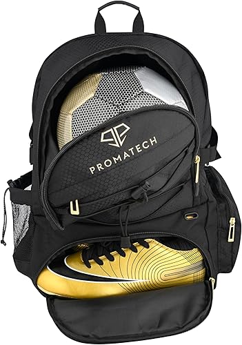 Mochila deportiva, diseño todo en uno para pelota de fútbol de tamaño 5 o baloncesto tamaño 7, lista para portátil, almacenamiento de tacos, sistema