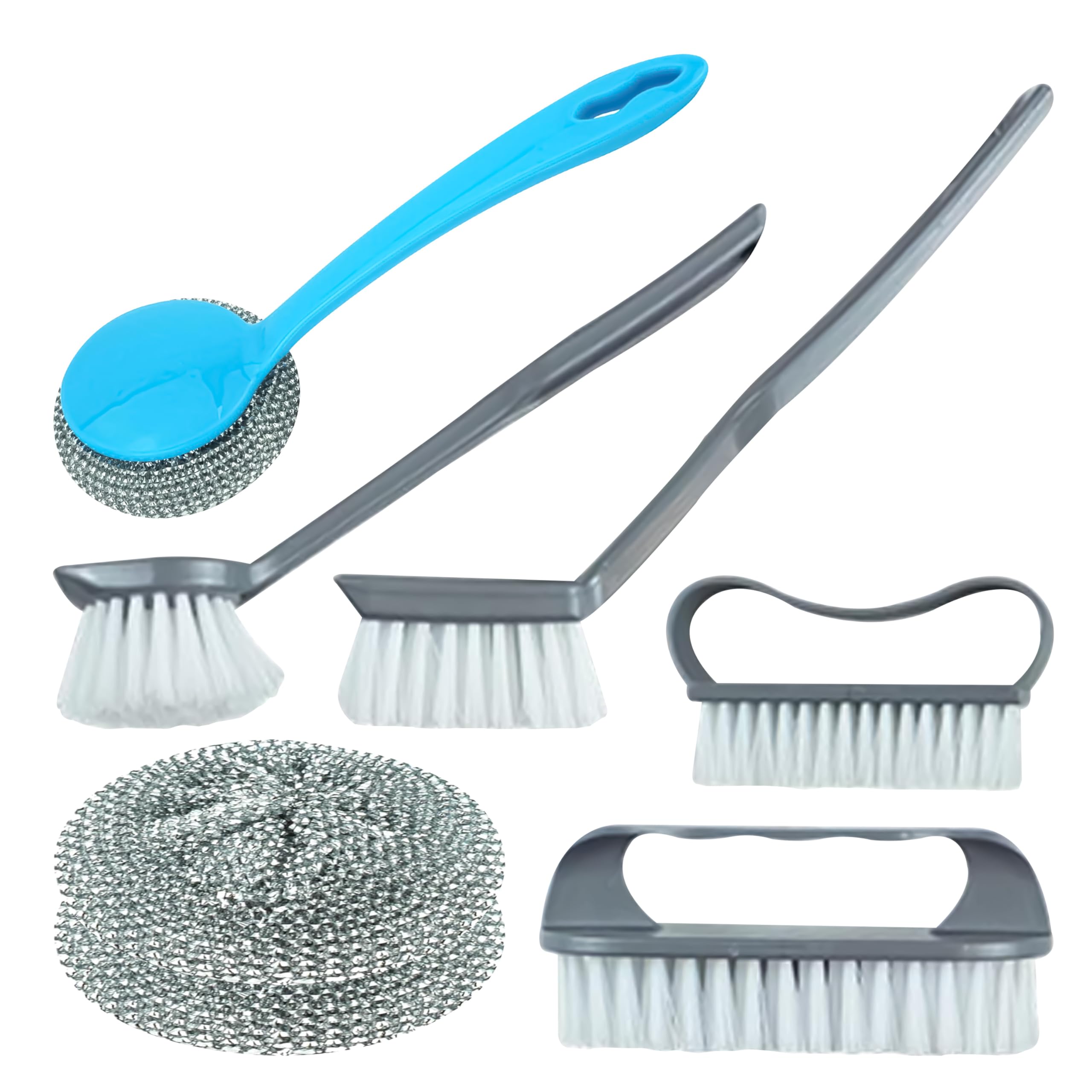 7Pcs Kitchen Cleaning Set – Includes Non Scratch Handled Scourers with Refill and Scrub Brush Set for Pots Pans Grills Sinks Cookware Multipurpose Cleaning Essentials