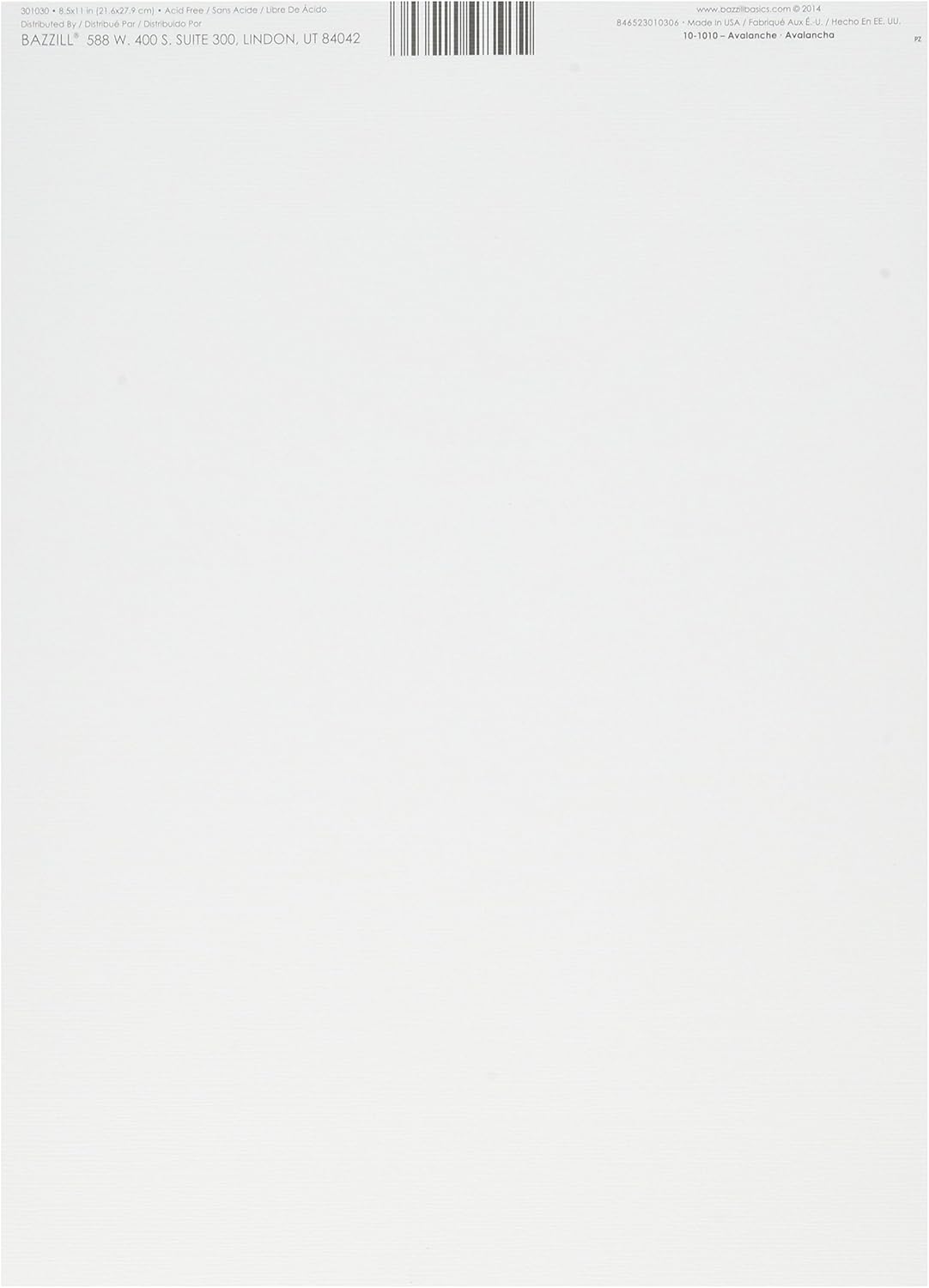Bazzill 5 X 11 inch Cardstock Avalanche/Grass Cloth, 25 per pack